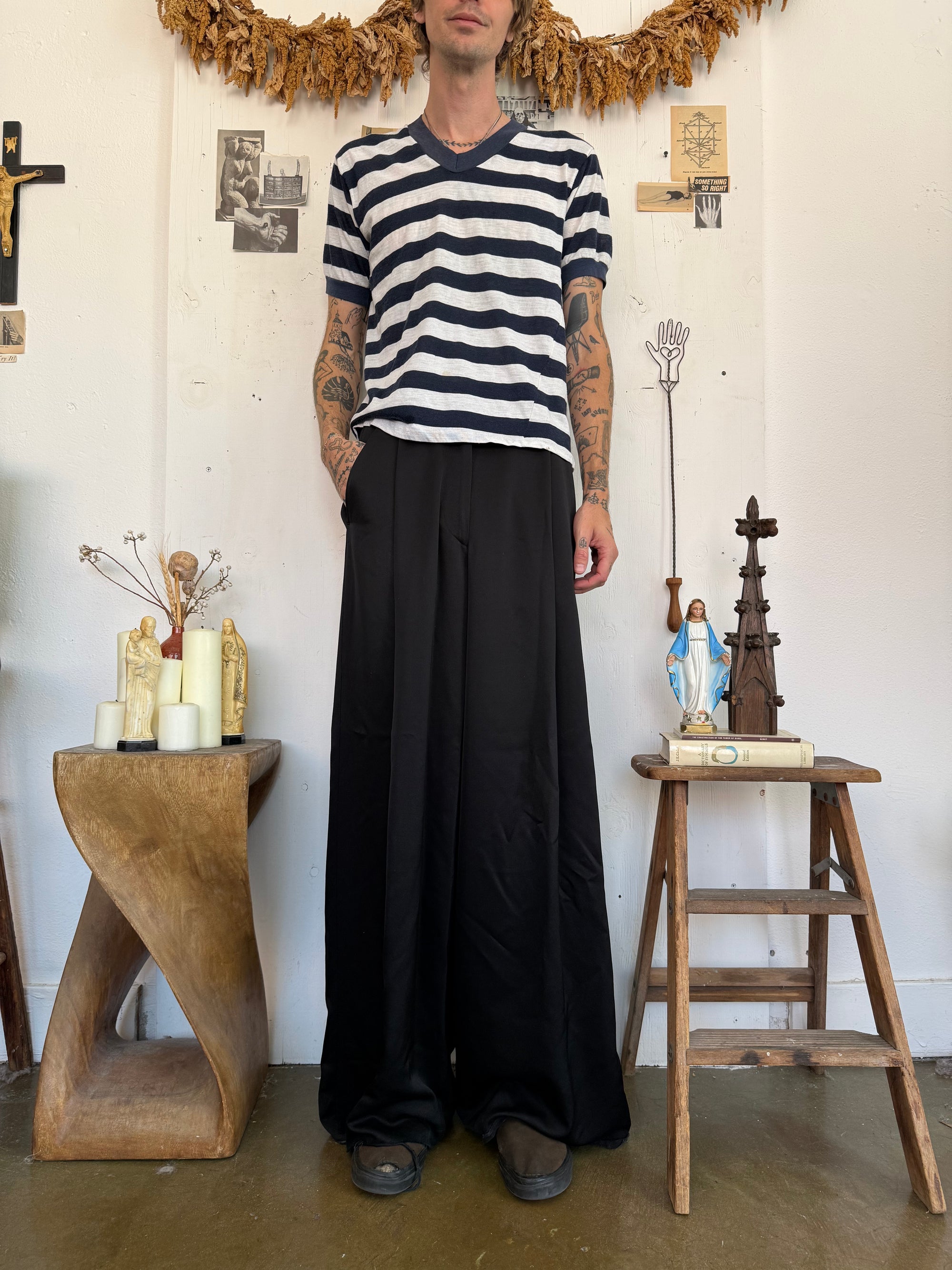 1970s Paper Thin Striped V-Neck