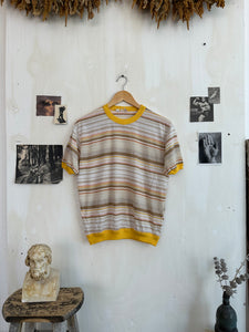 1970s Yellow Striped Ringer Tee (M)