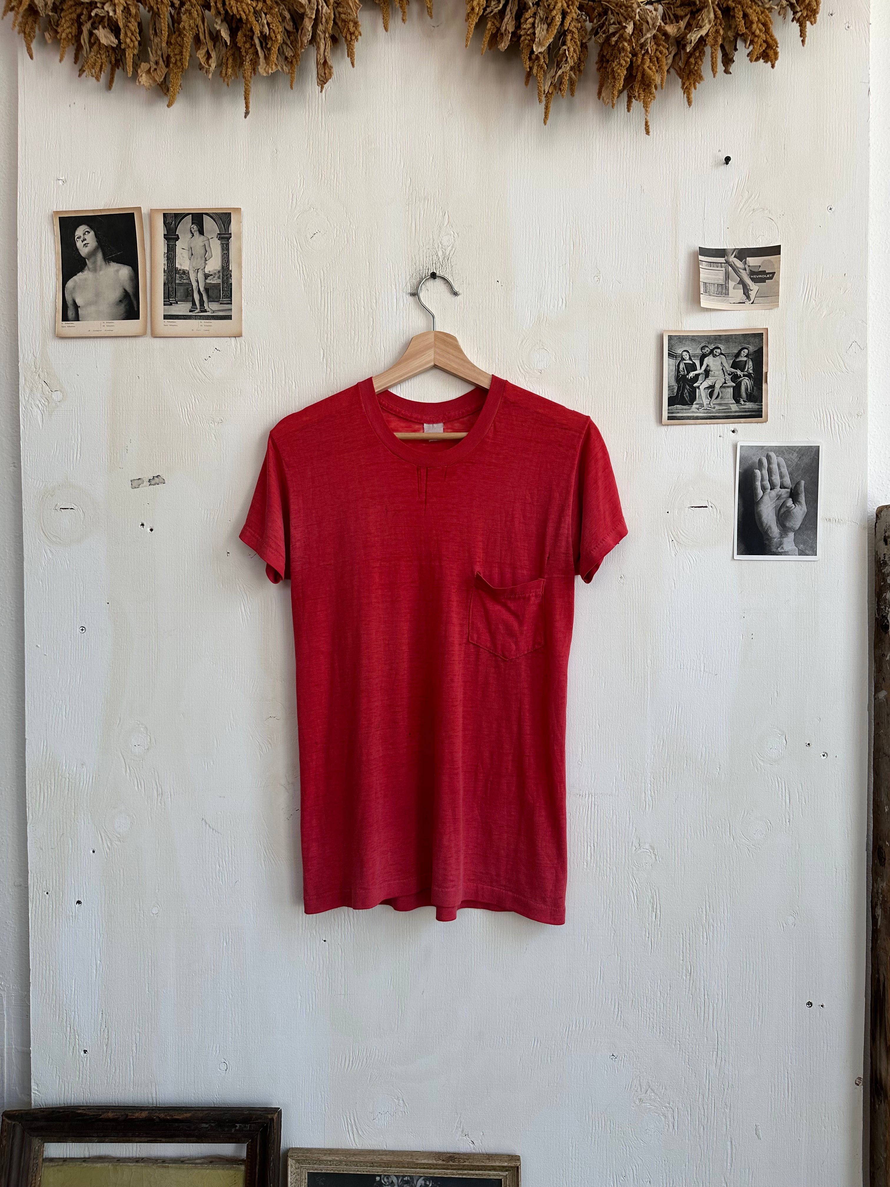 1970s Paper Thin Sunfaded Red Blank (S/M)
