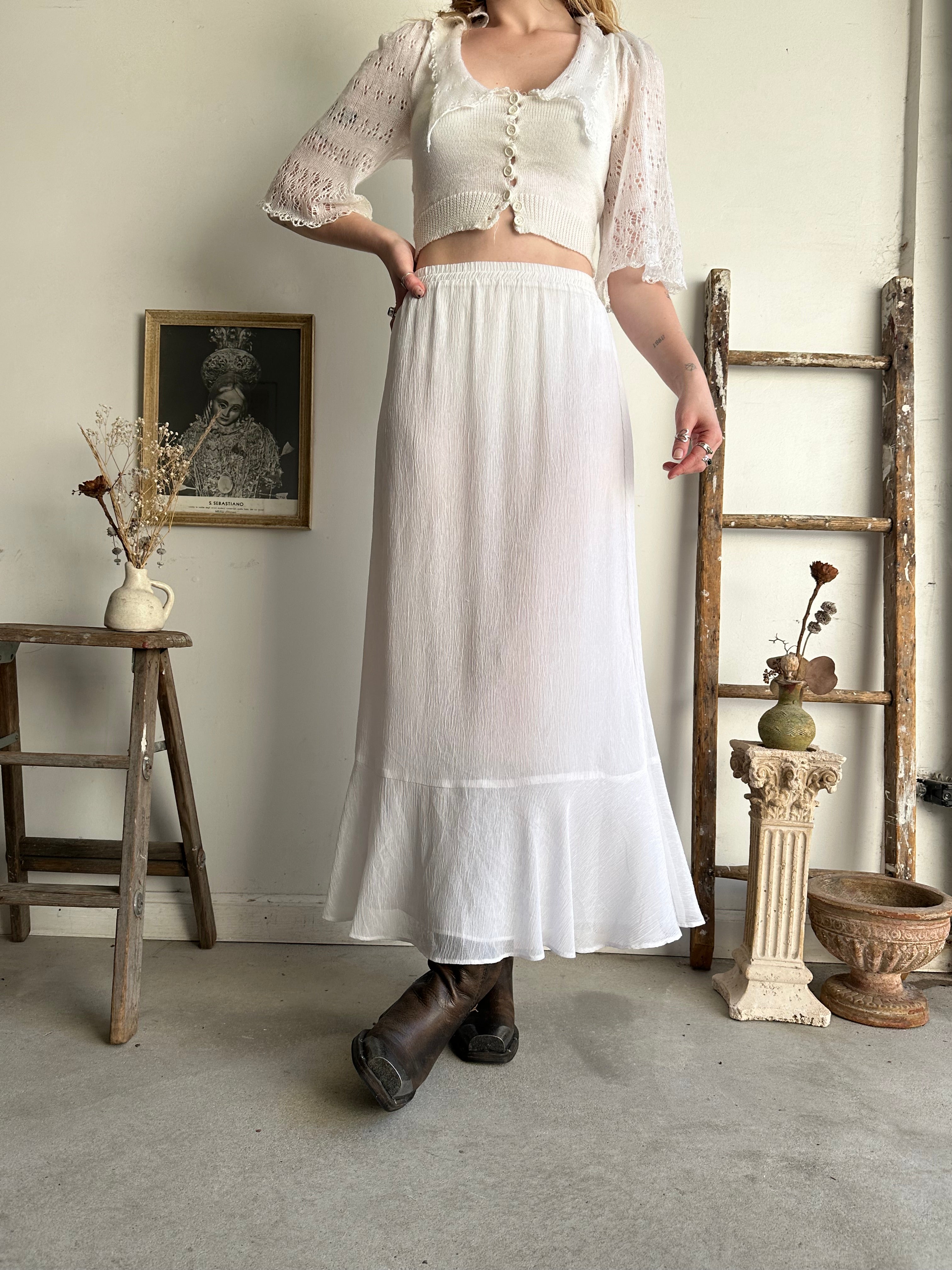 1990s Sheer White Skirt (M)