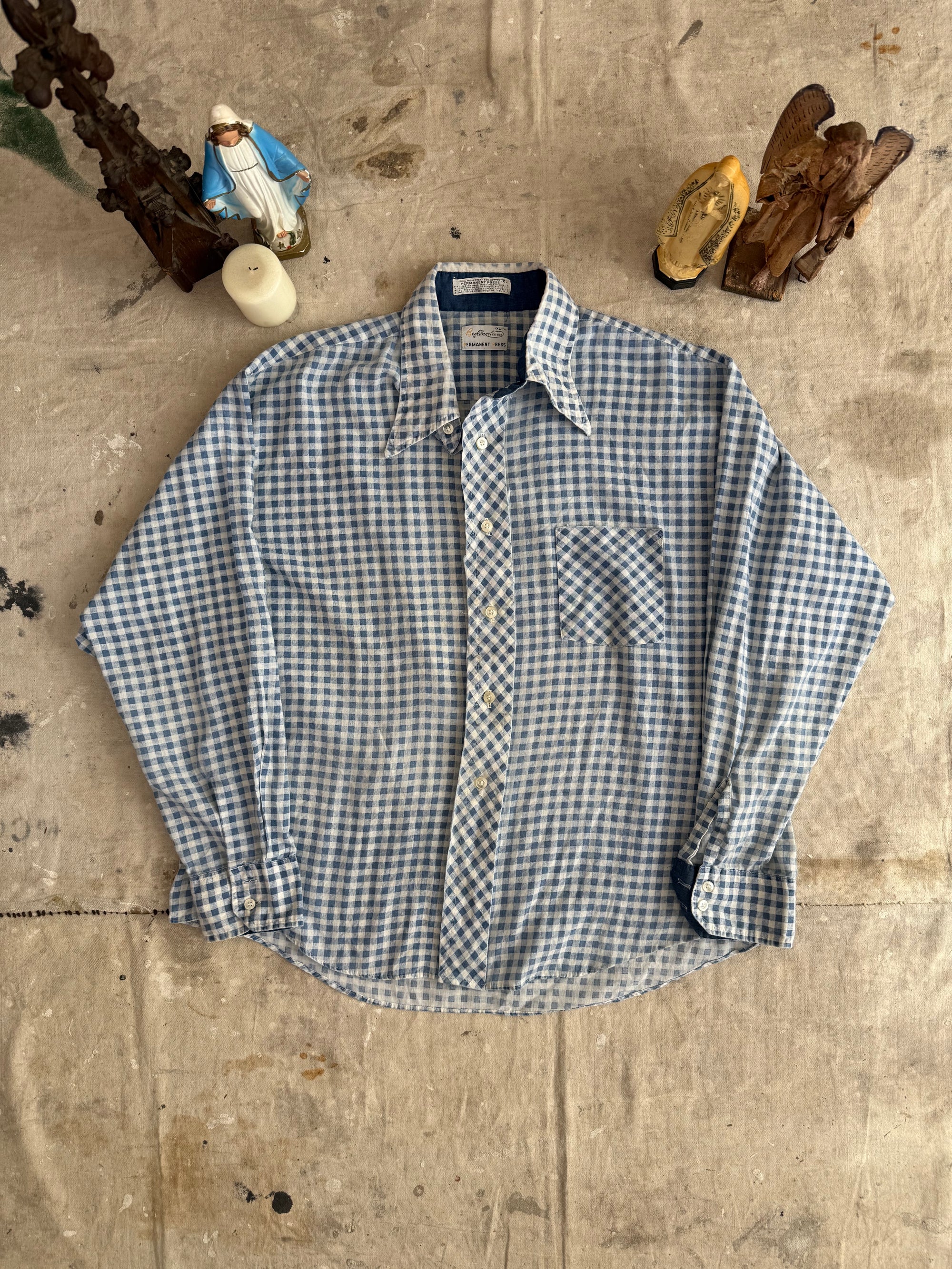 1970s Paper Thin Gingham Shirt
