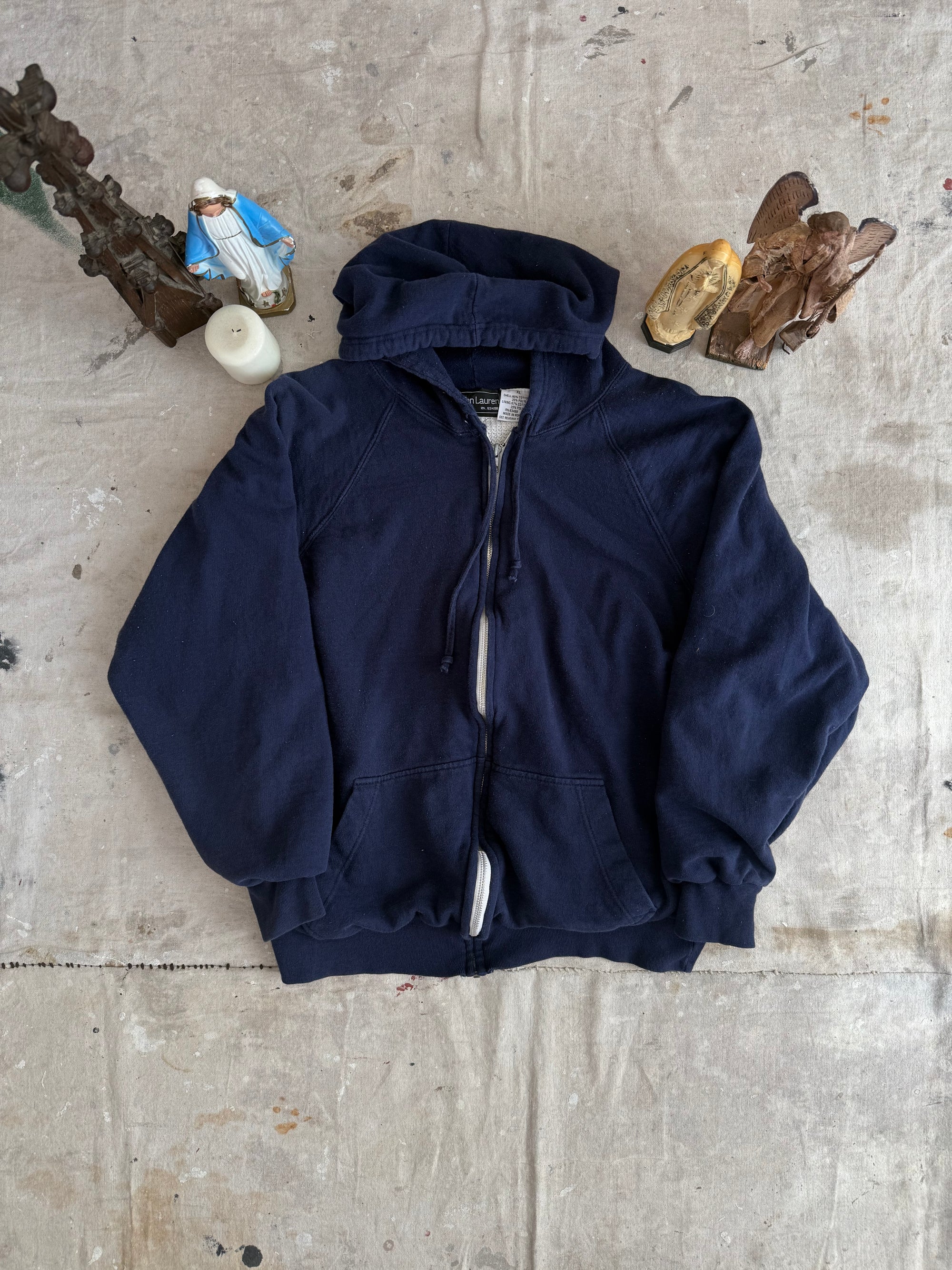 1980s Navy Thermal Lined Hoodie