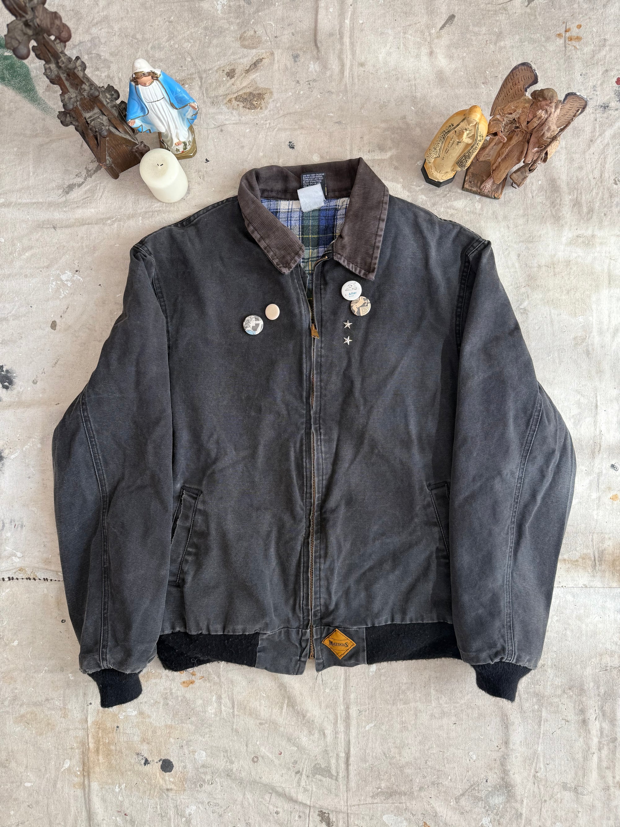1990s Faded Black Work Jacket w/ Pins