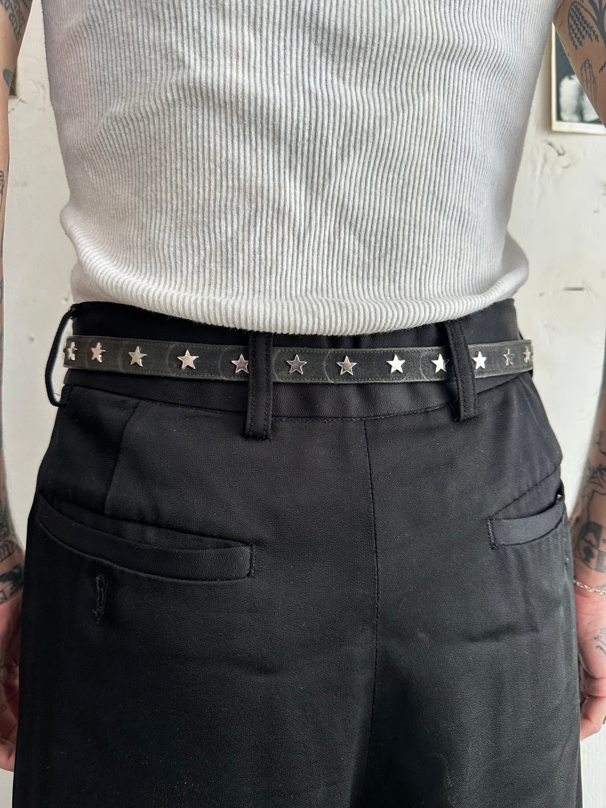Star Studded Skinny Leather Belt