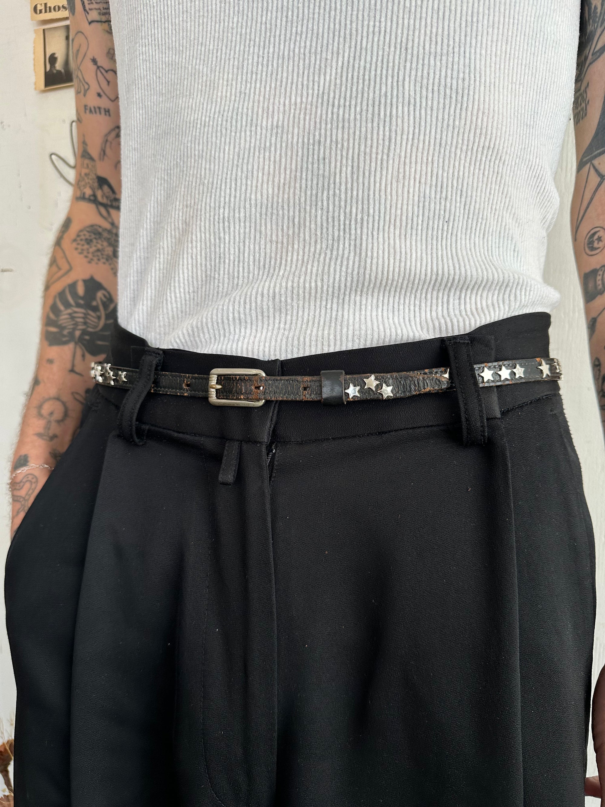Vintage Leather Belt W/ Star Studs