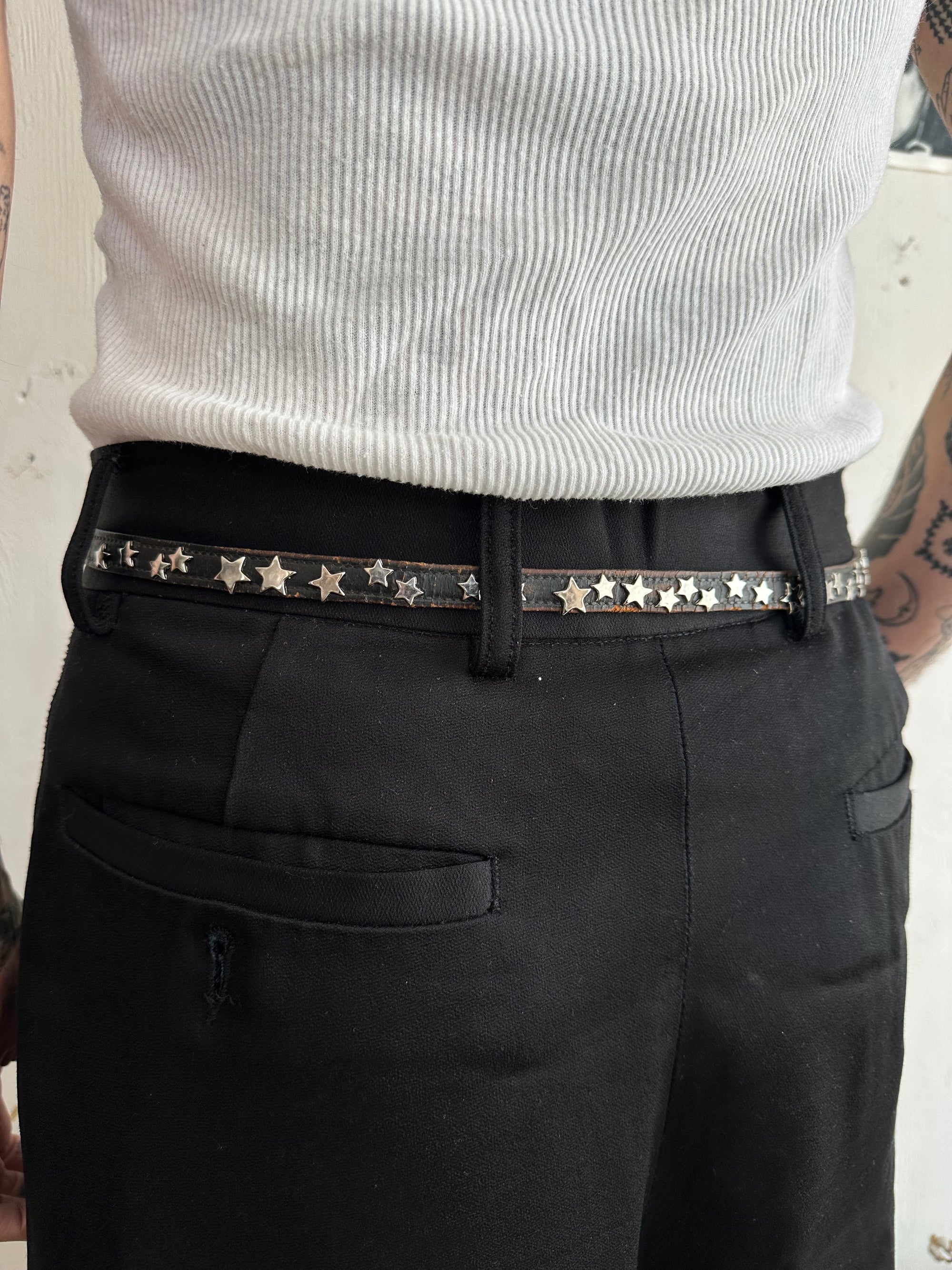 Vintage Leather Belt W/ Star Studs