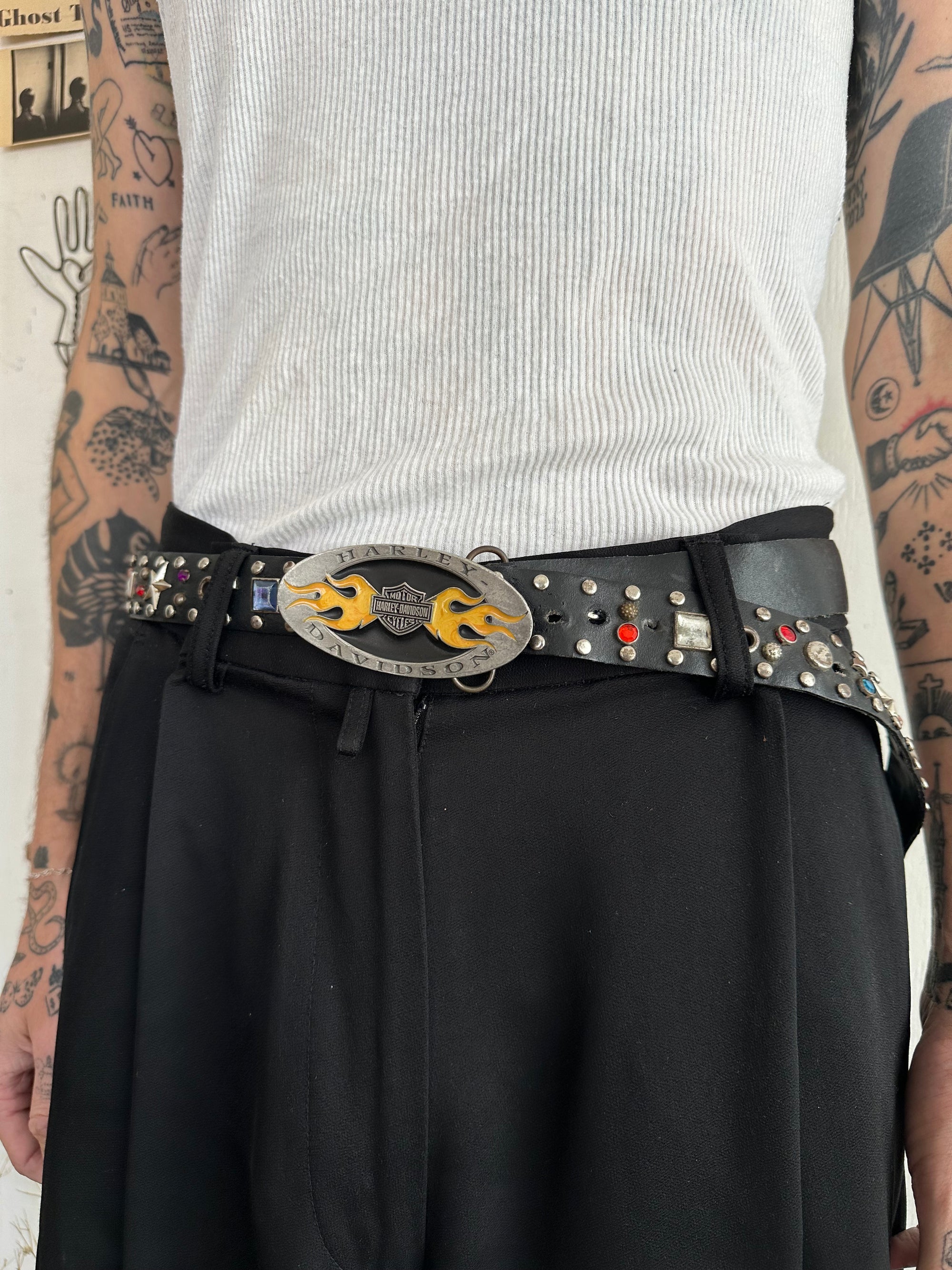 Vintage Harley Leather Belt W/ Studs