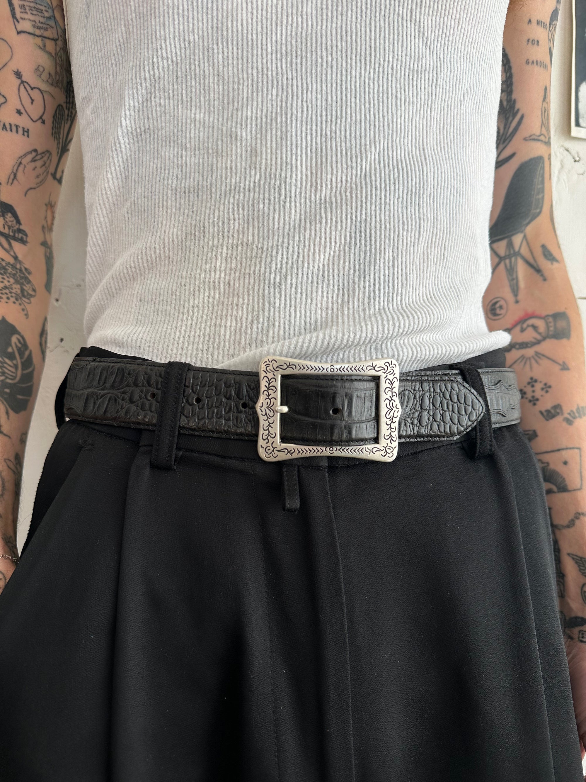 Vintage Leather Beveled Belt