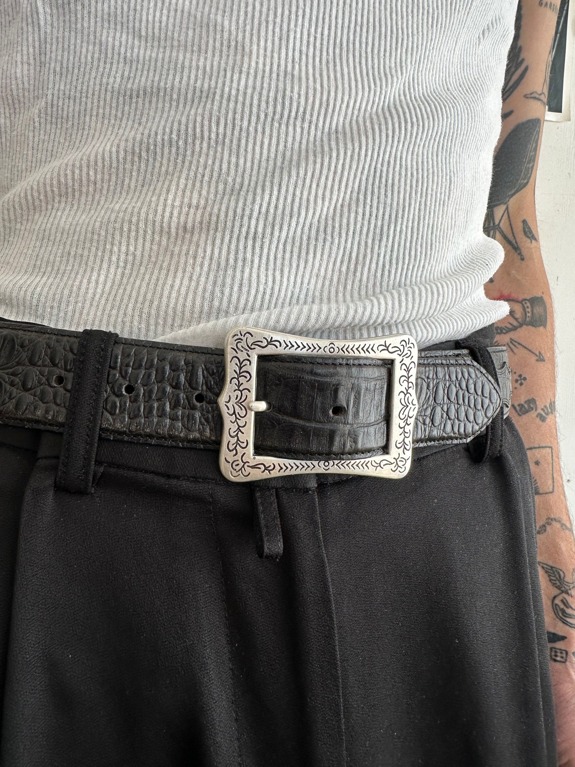 Vintage Leather Beveled Belt