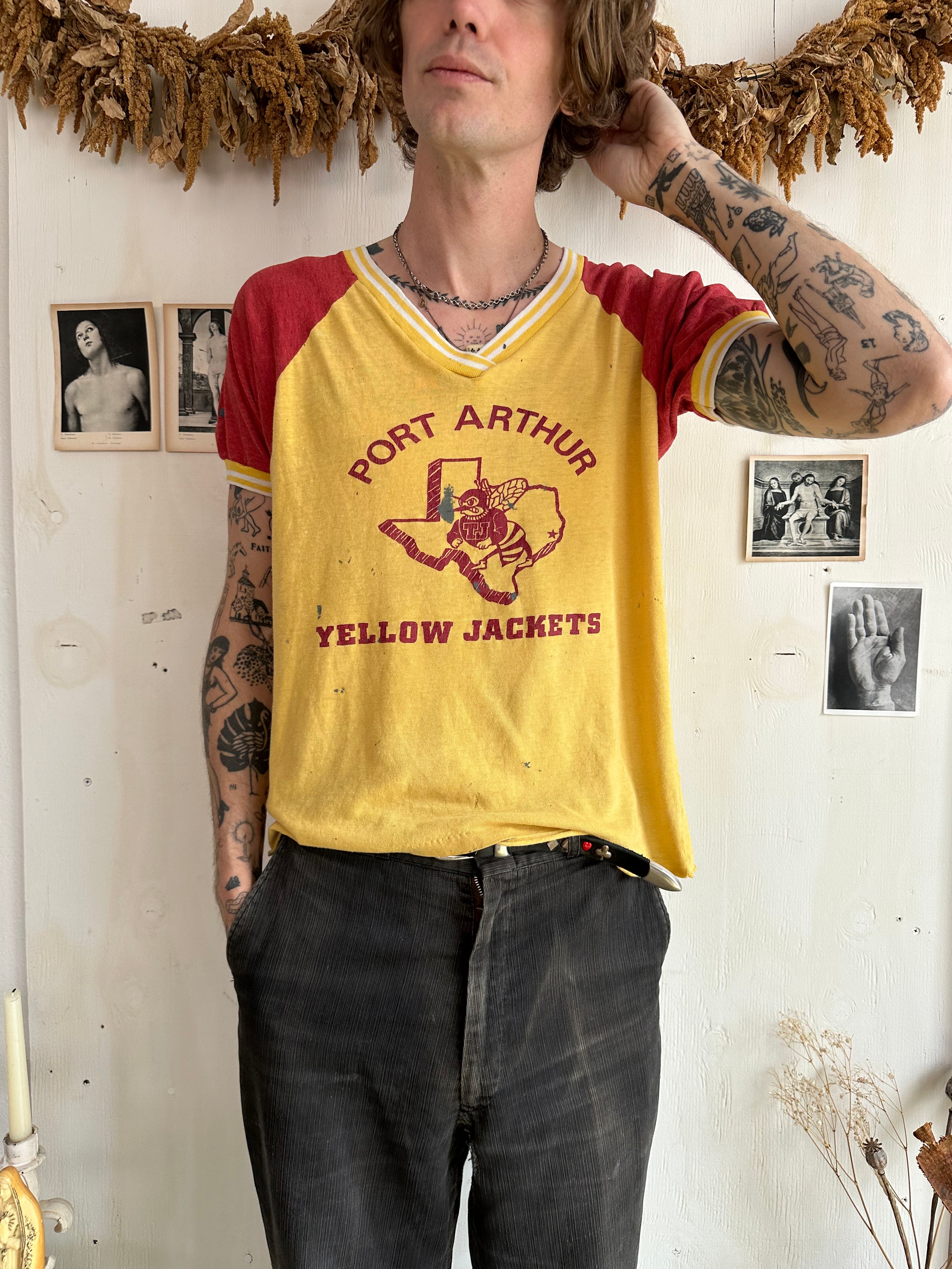 1970s Thrashed Port Arthur Yellow Jackets Tee (Boxy M)