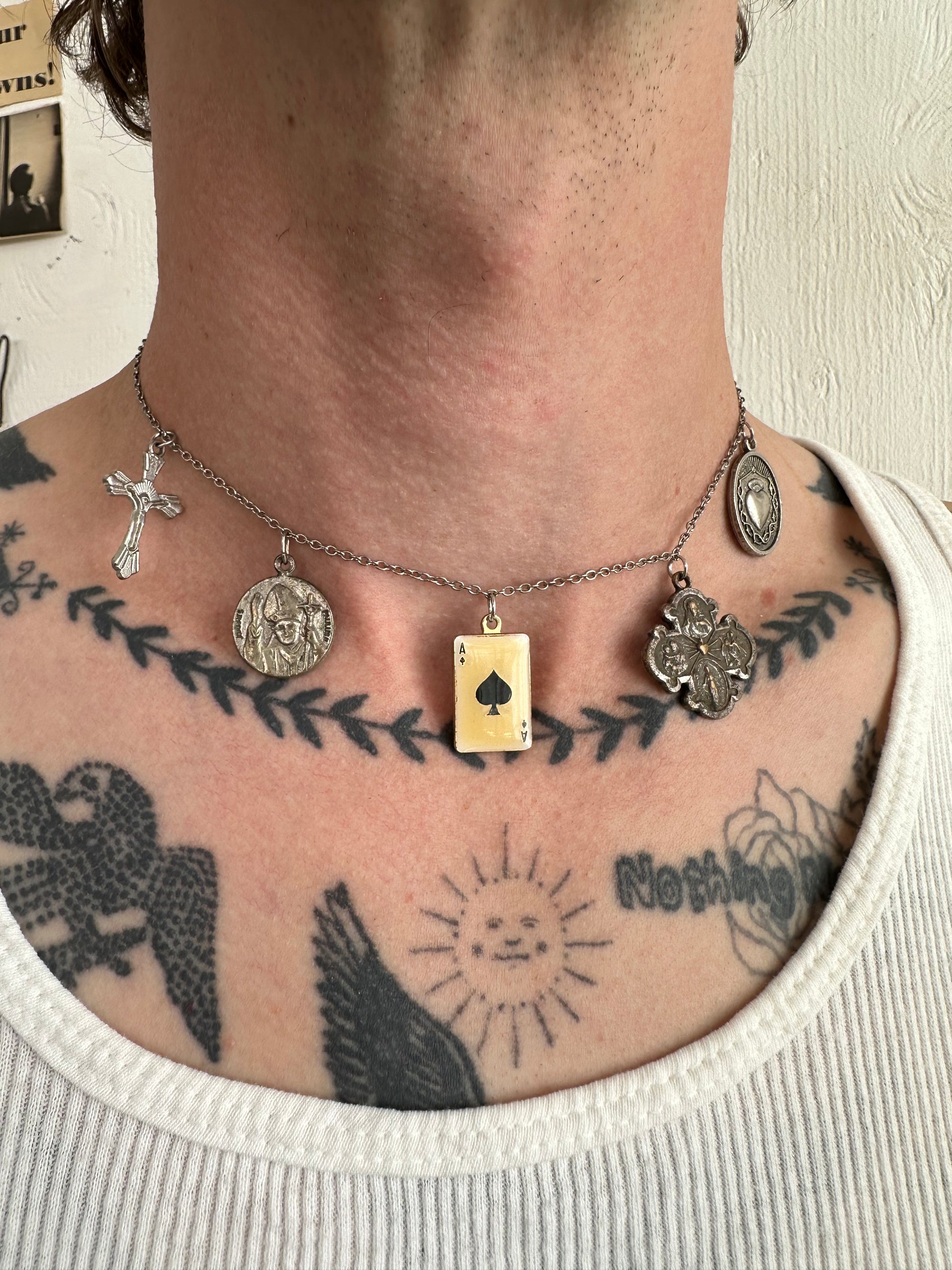 Vintage Ace Pendant Charm Choker