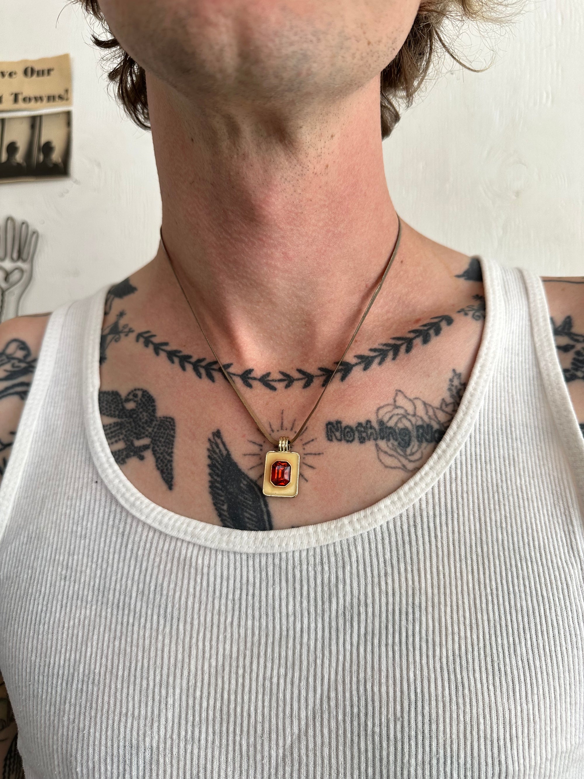 Gold Plated Garnent Pendant Necklace