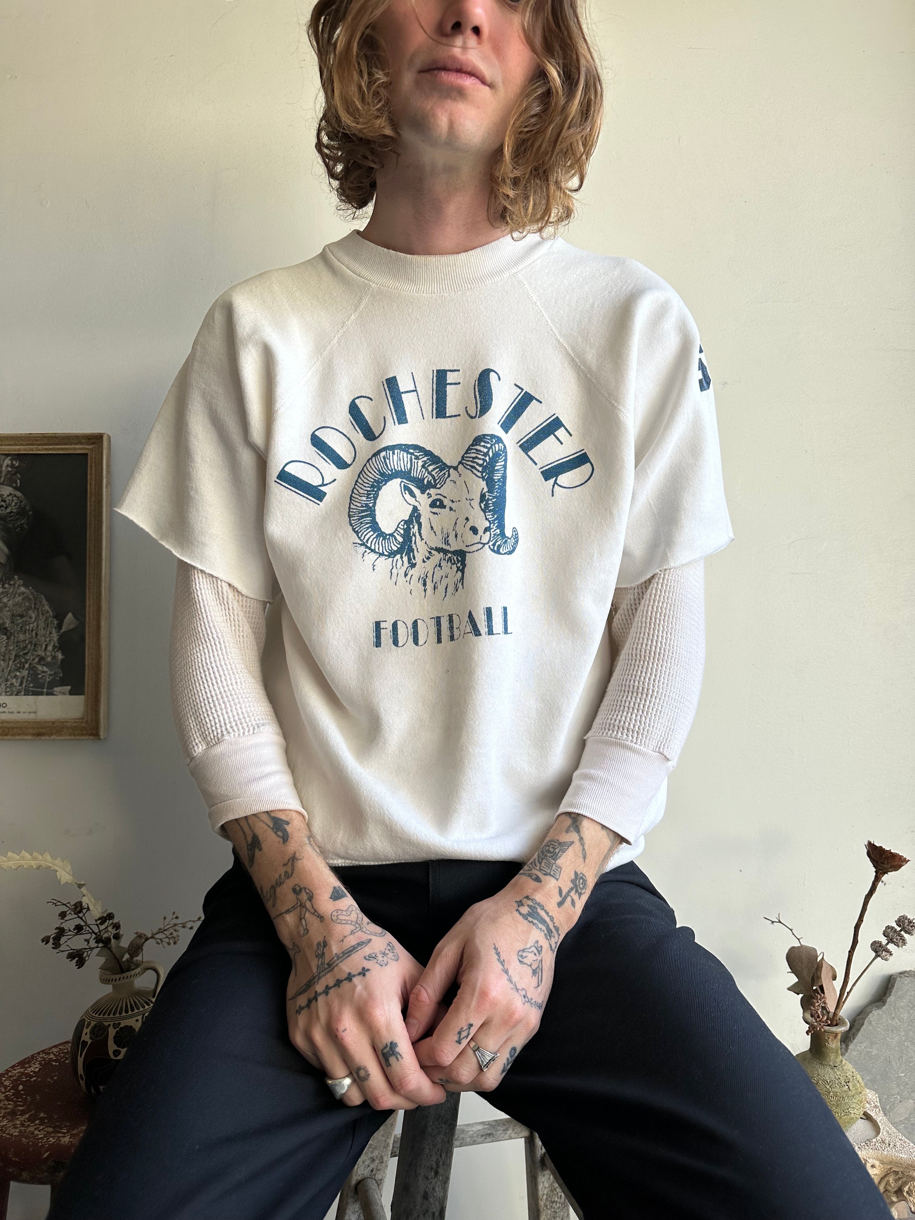 1980s Rochester Football Short Sleeve Sweatshirt (L/XL)