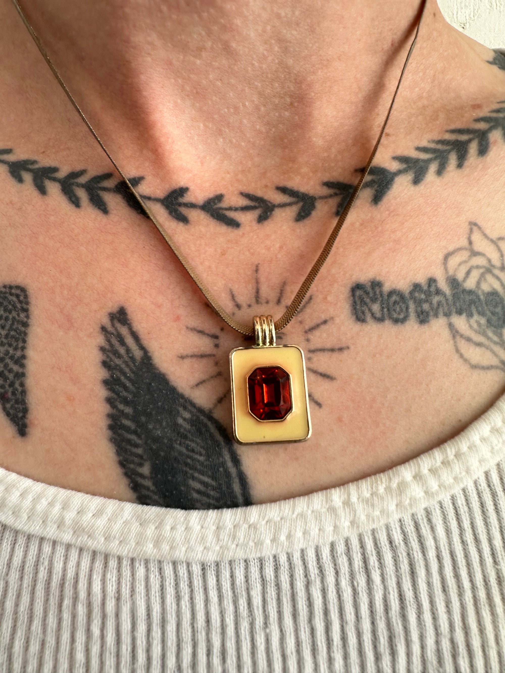 Gold Plated Garnent Pendant Necklace