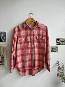 1960s Faded Red Plaid Shirt (Boxy L)