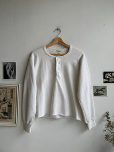 1970s Well-Worn Henley Sweatshirt (Cropped M)