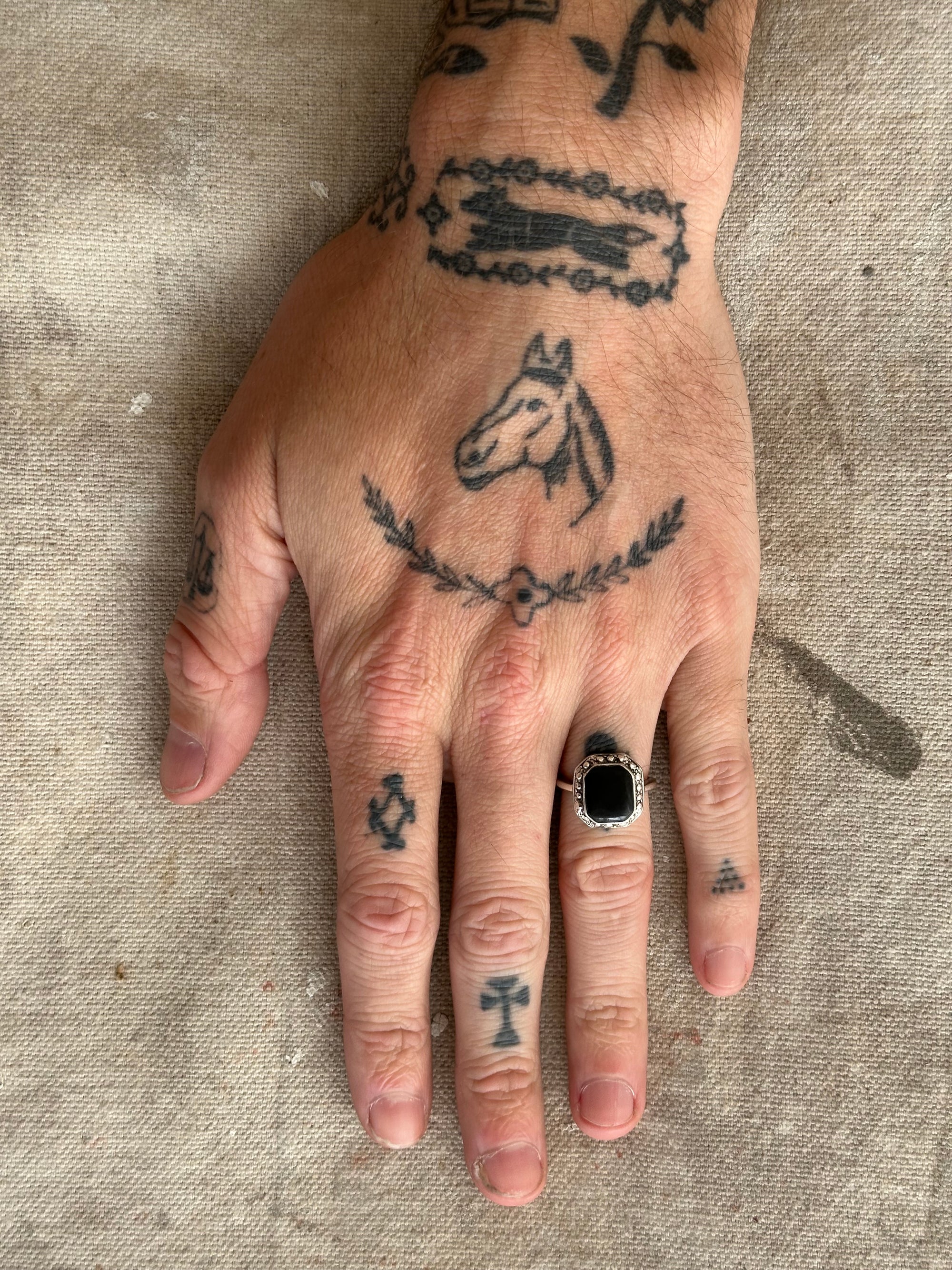 Vintage Sterling Silver Black Onyx Ring