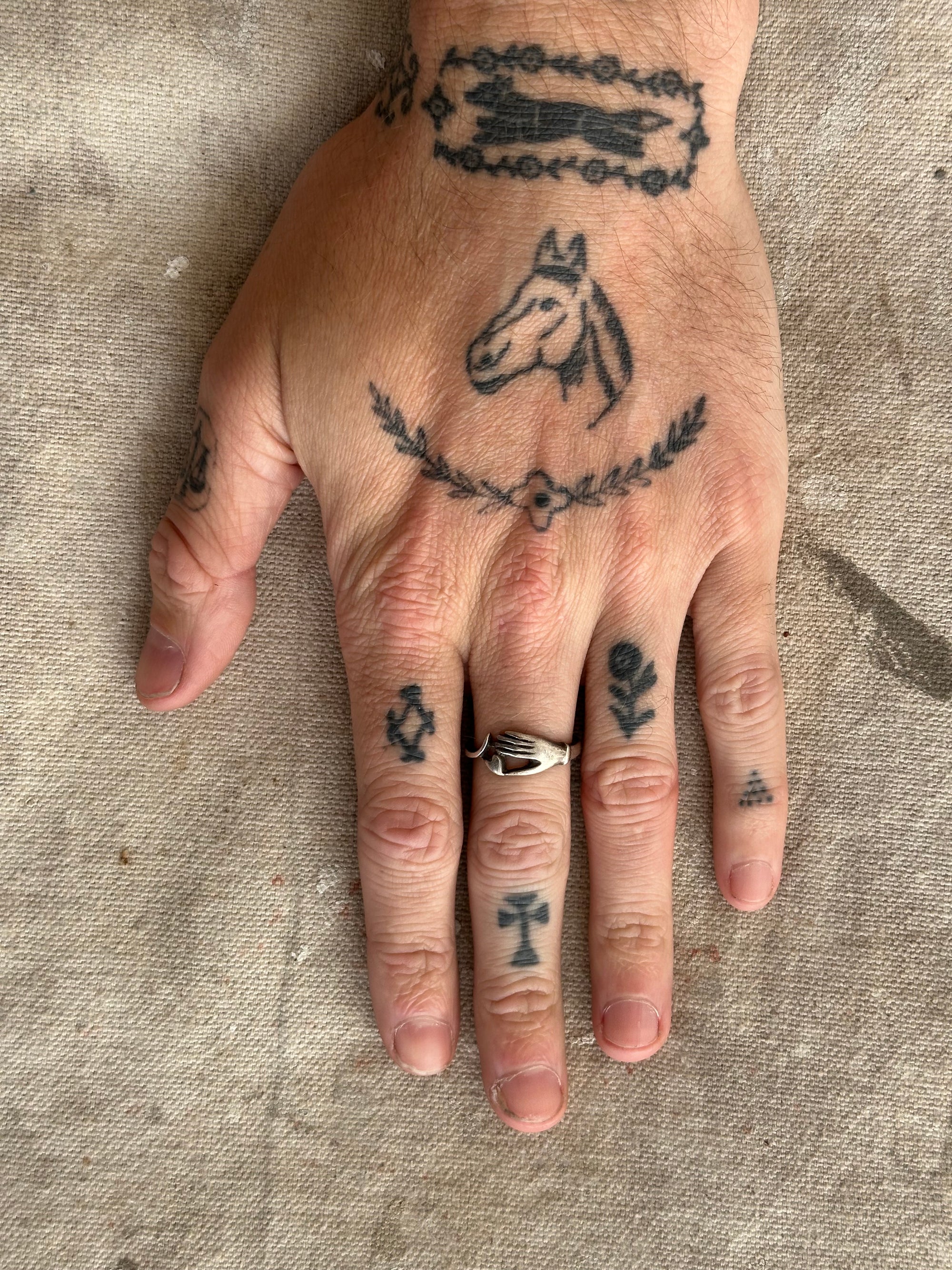 Vintage Sterling Silver Hand & Heart Ring