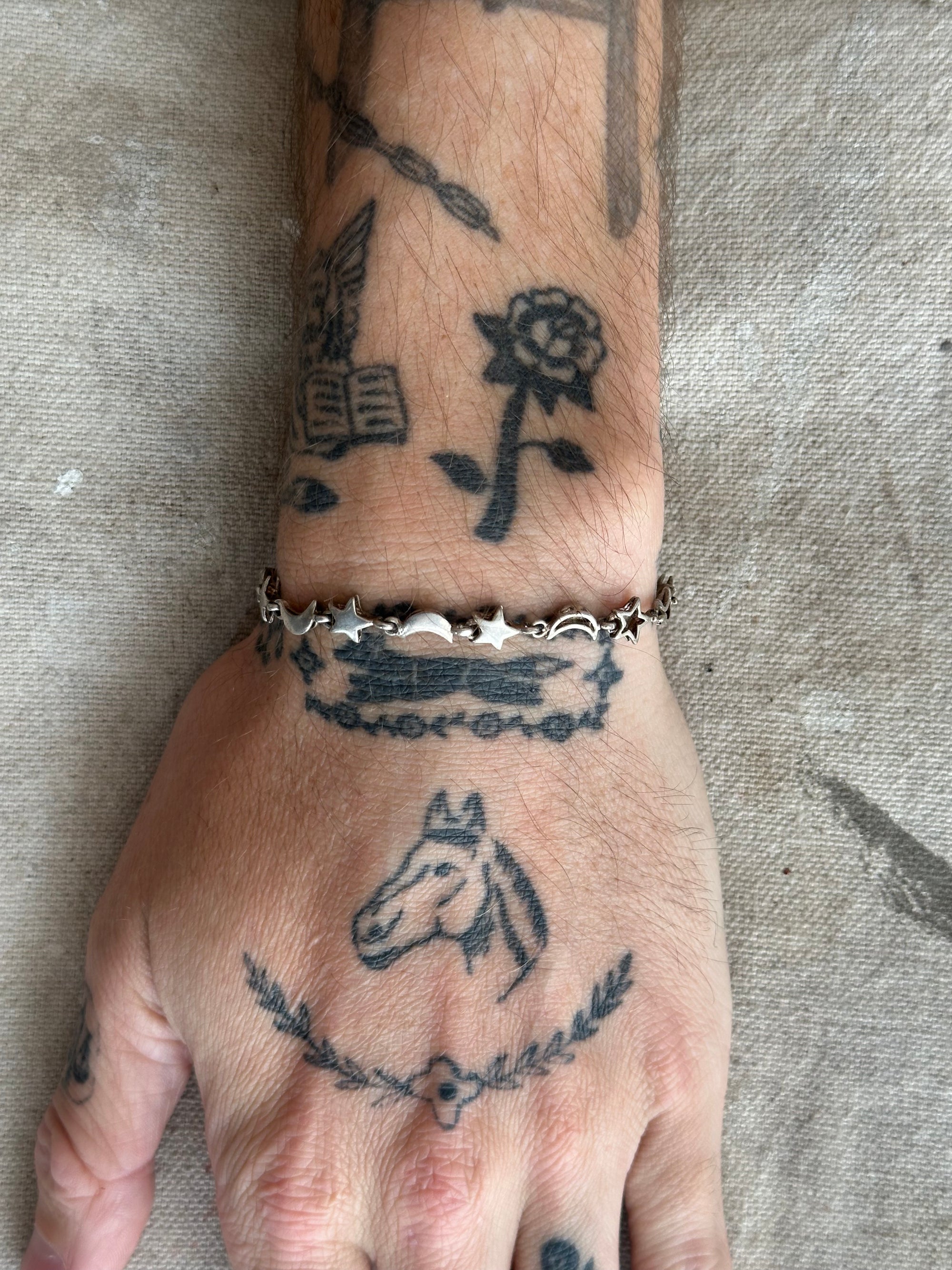 Vintage Sterling Silver Stars and Moons Bracelet