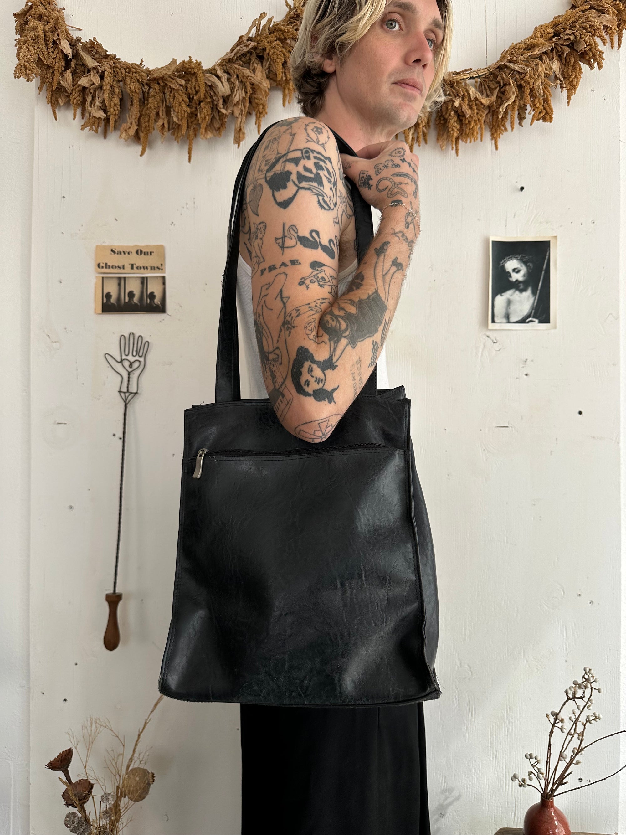 Vintage Black Leather Bag