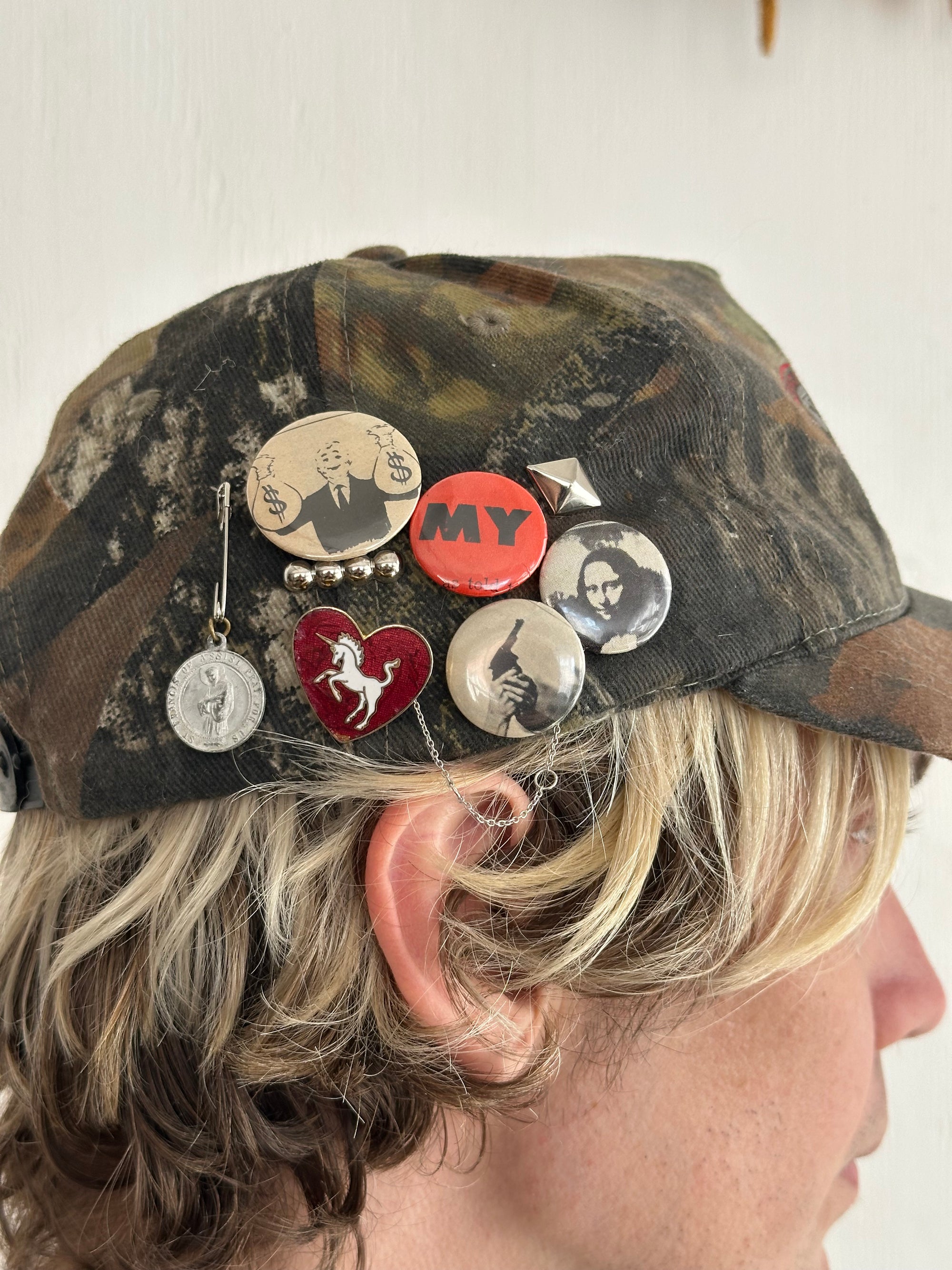 Camo Hat W/ Pins and Studs
