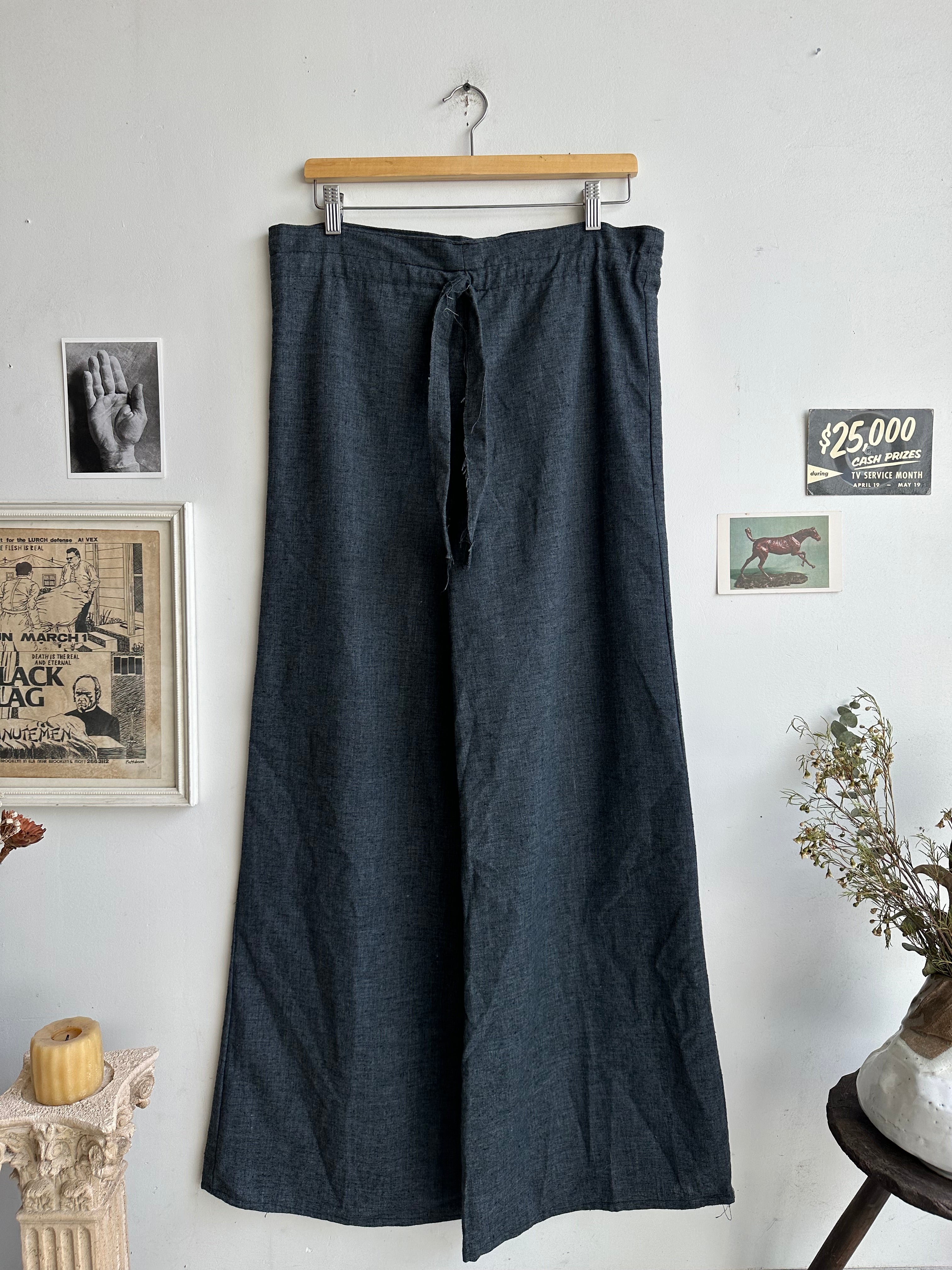 1970s Home Made Gray Draw-String Trousers (30 x 32)