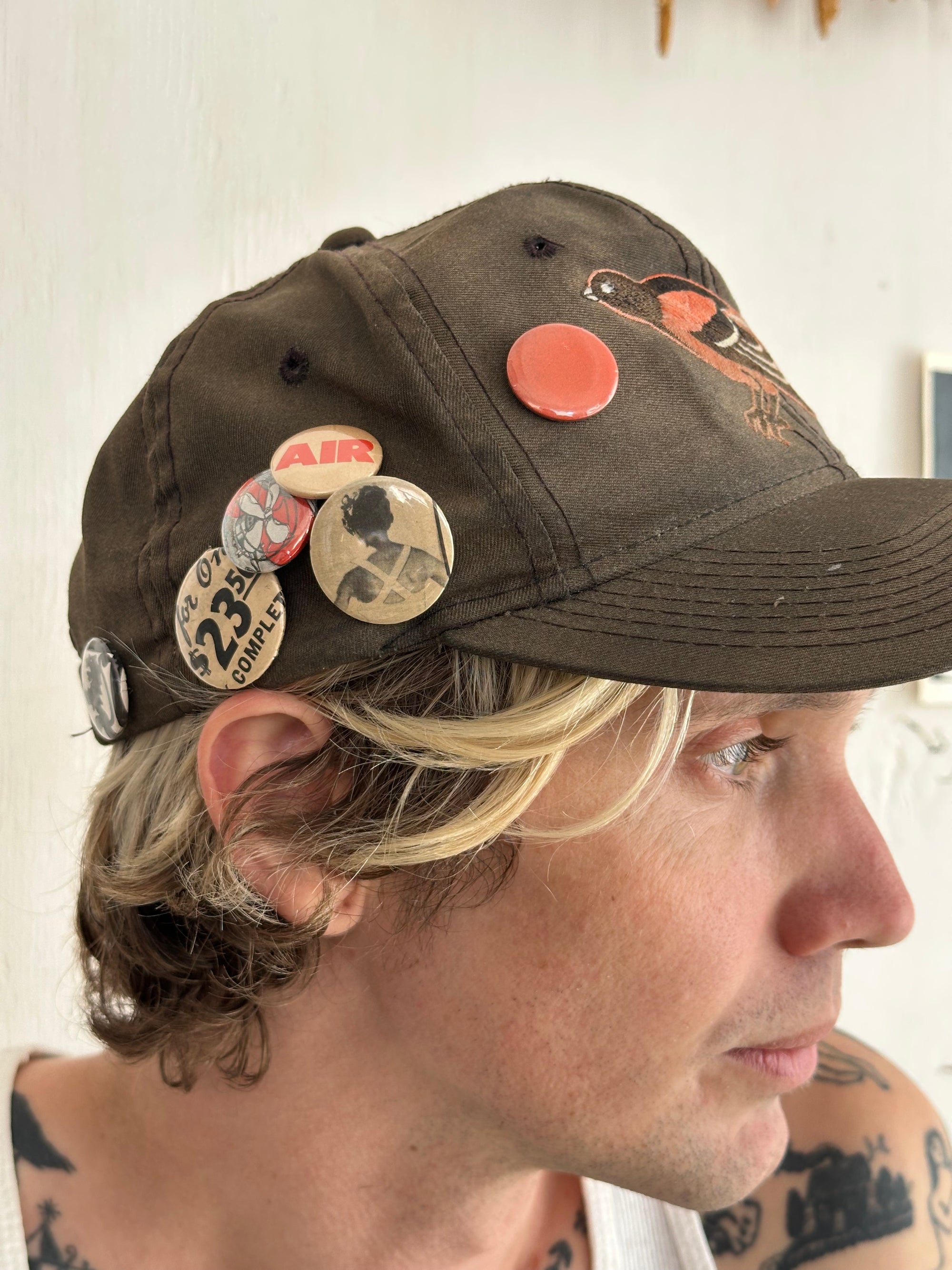 Sunfaded Bird Hat W/ Pins