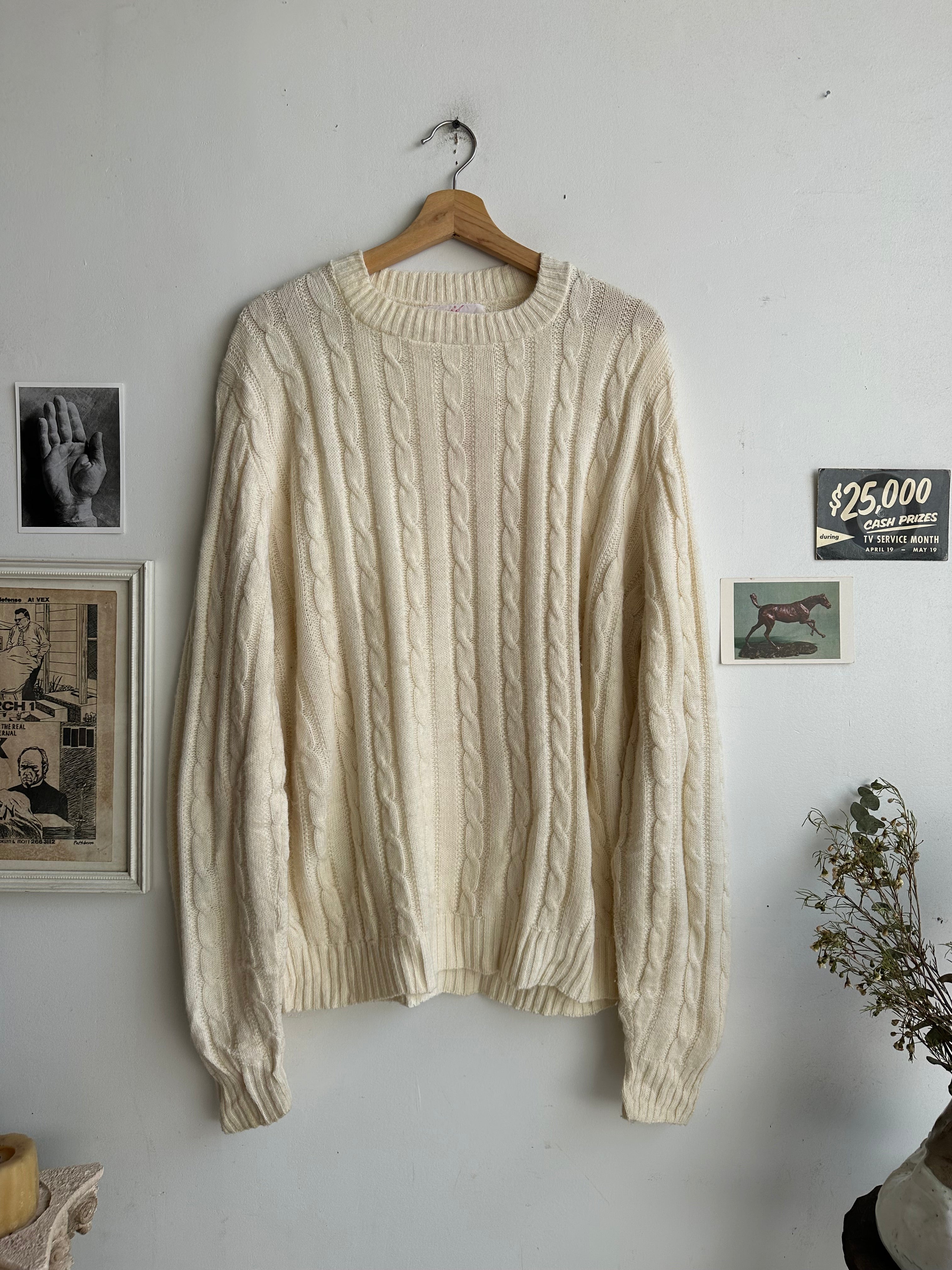 1960s Soft Cream Colored Knit (Boxy XL)