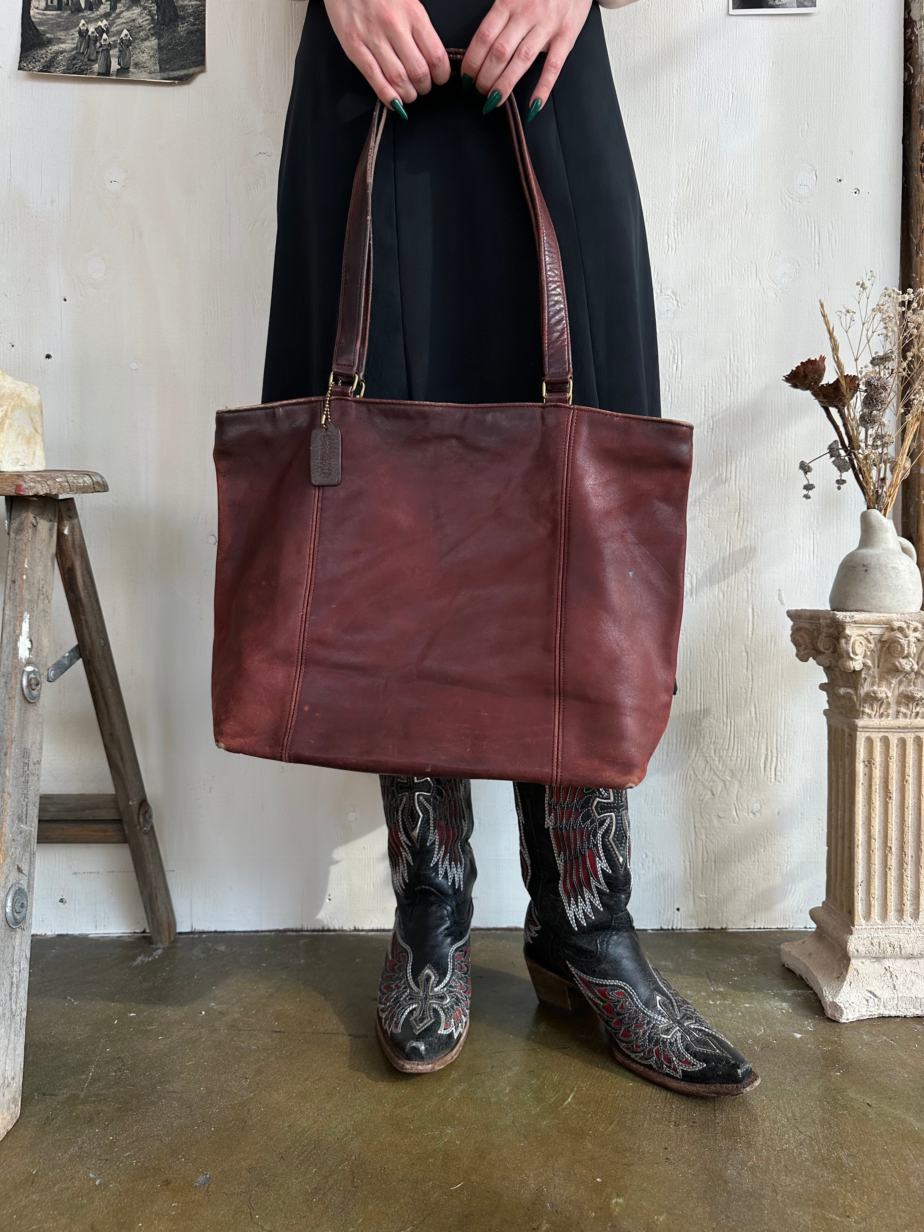 Oxblood Leather Coach Tote