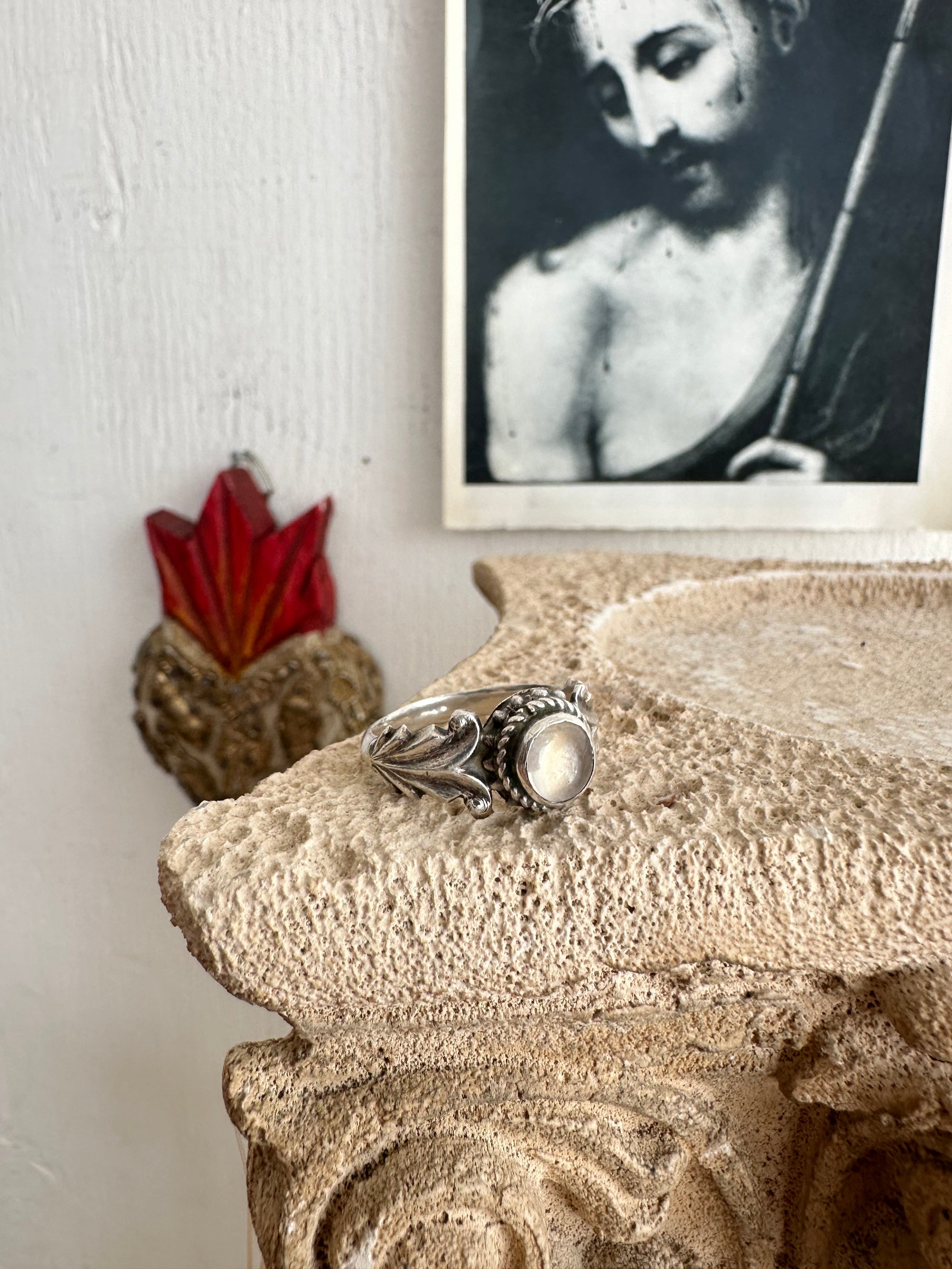 Vintage Sterling Silver Moon Stone Ring