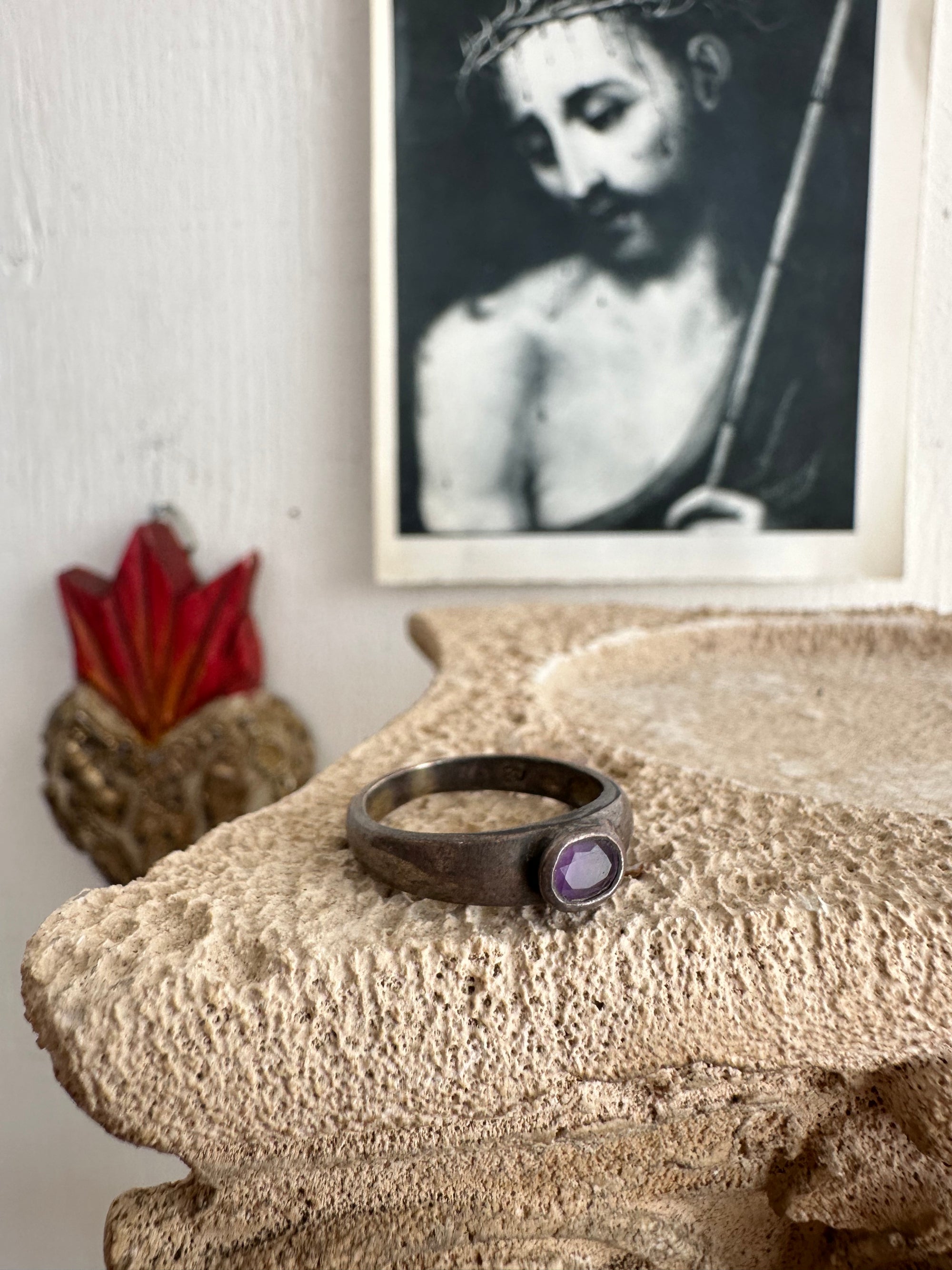 Vintage Sterling Silver Purple Gem Ring