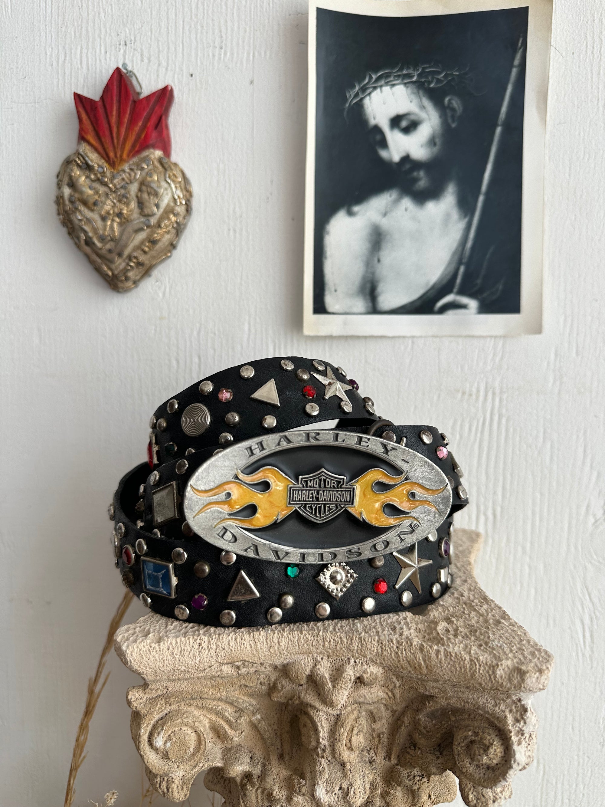 Vintage Harley Leather Belt W/ Studs