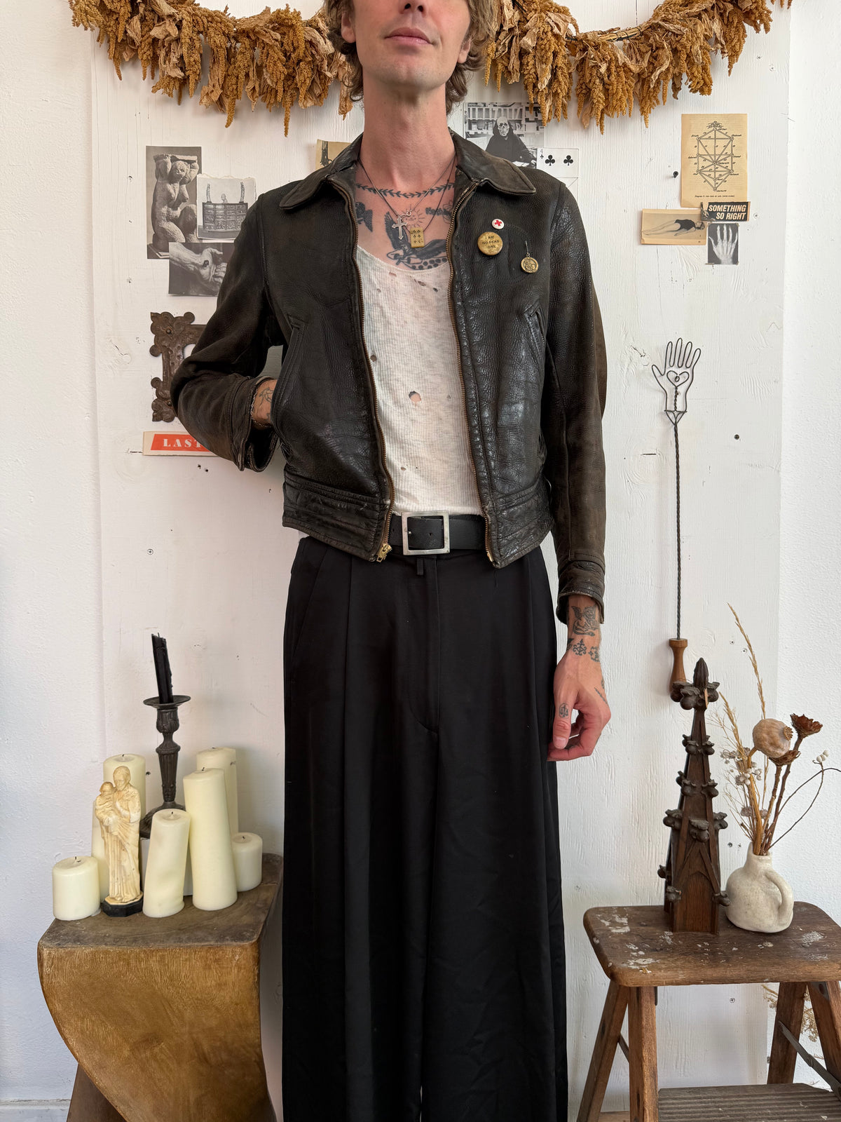 1940s Hand Painted Leather Jacket