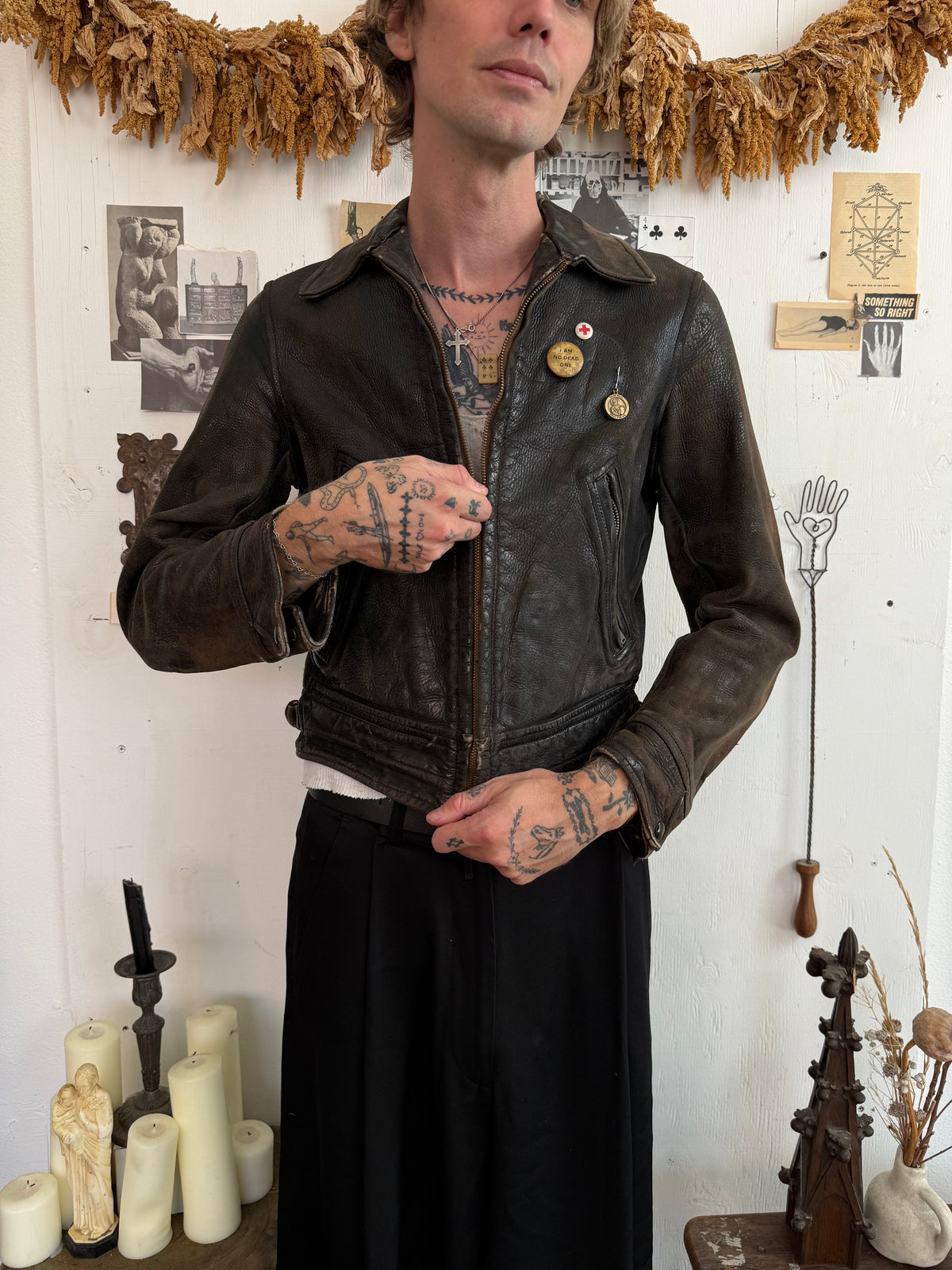 1940s Hand Painted Leather Jacket