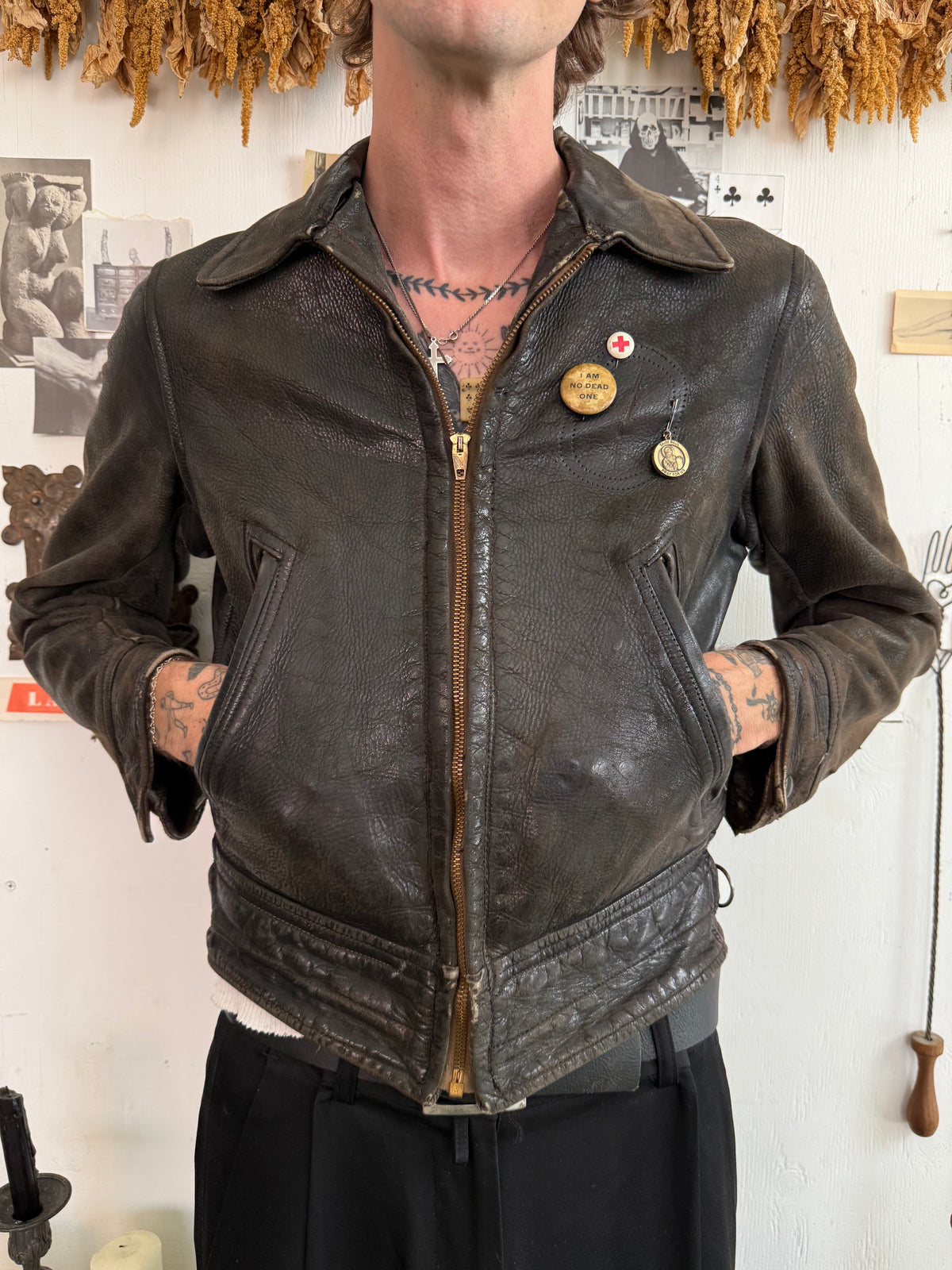 1940s Hand Painted Leather Jacket