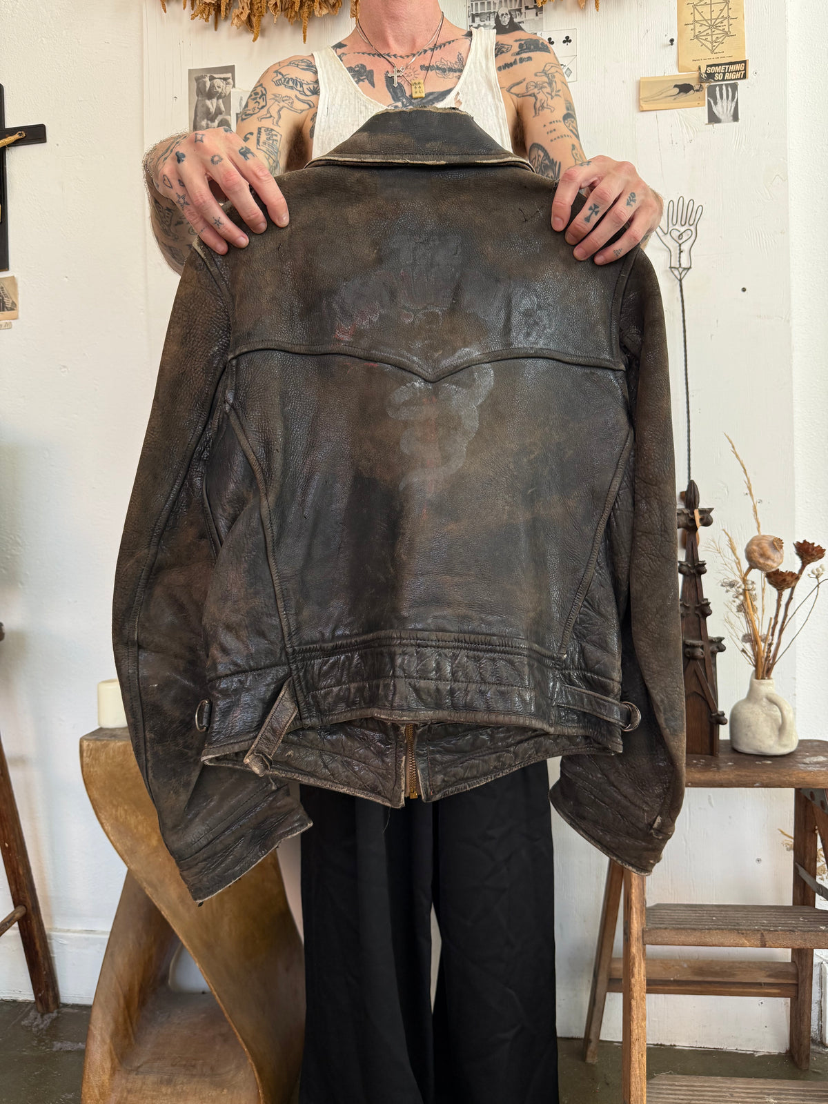 1940s Hand Painted Leather Jacket