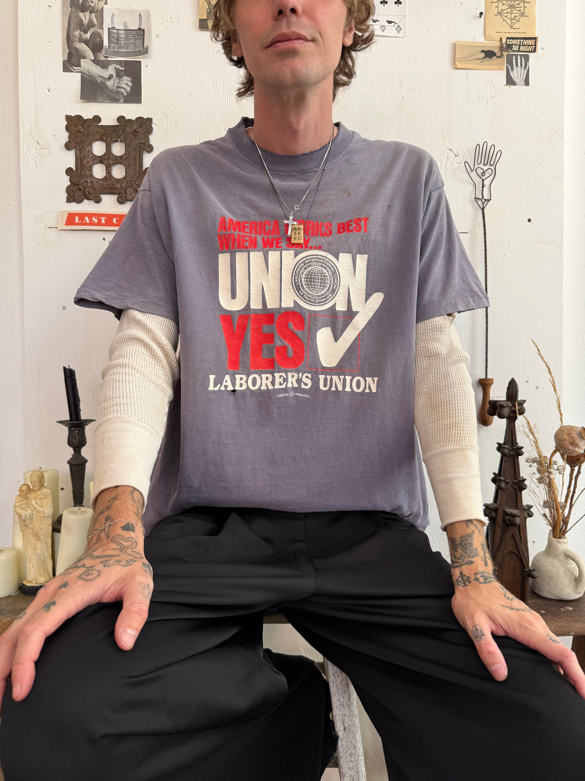 1990s Sunfaded Yes to Unions T-Shirt
