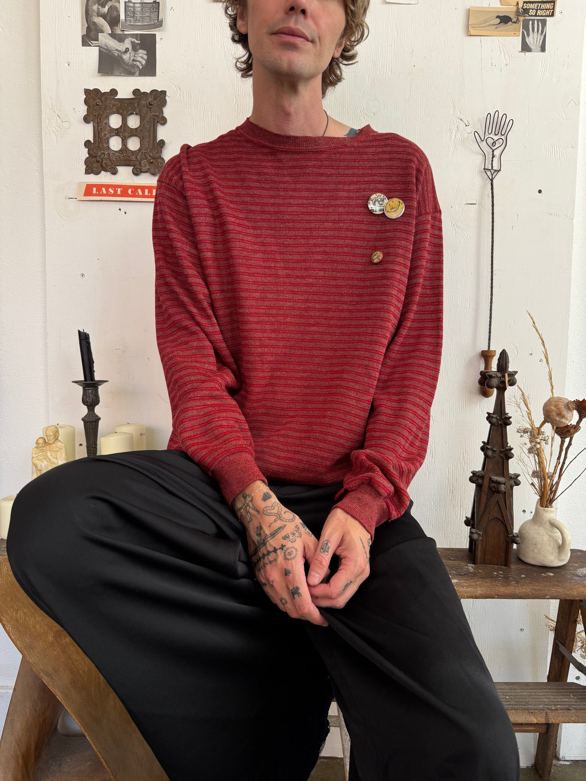 1960s Rayon Sweatshirt W/ Pins