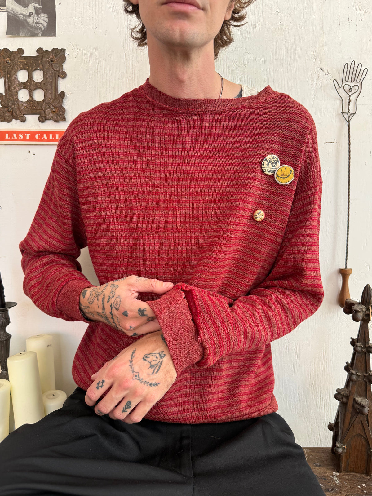 1960s Rayon Sweatshirt W/ Pins