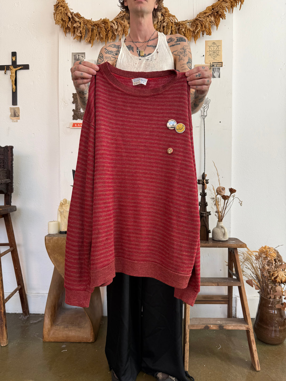 1960s Rayon Sweatshirt W/ Pins