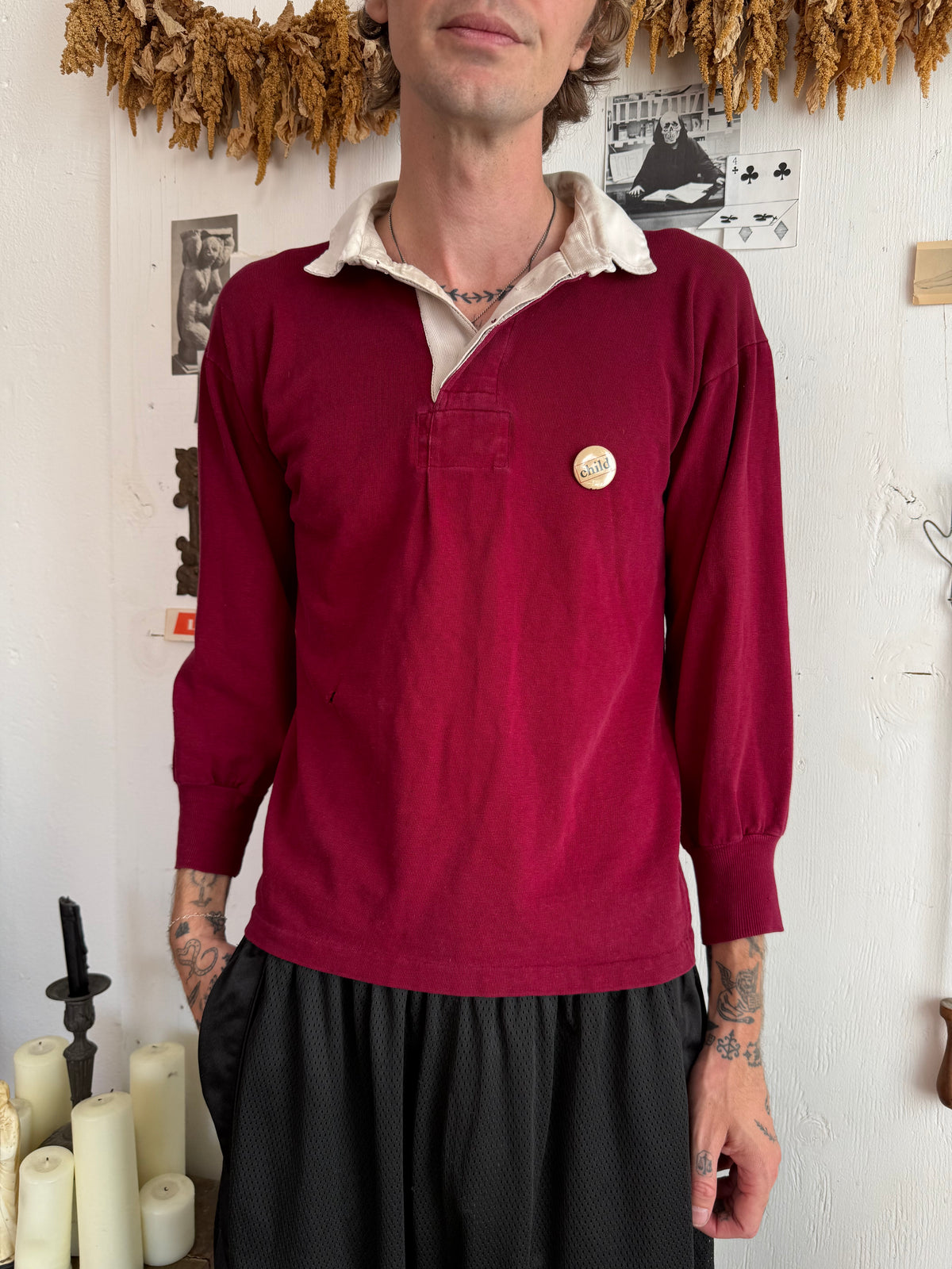 1950s Maroon Rugby Shirt W/ Pin