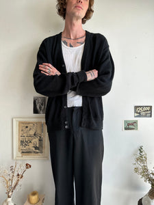 1980s Worn Black Cardigan (XL)