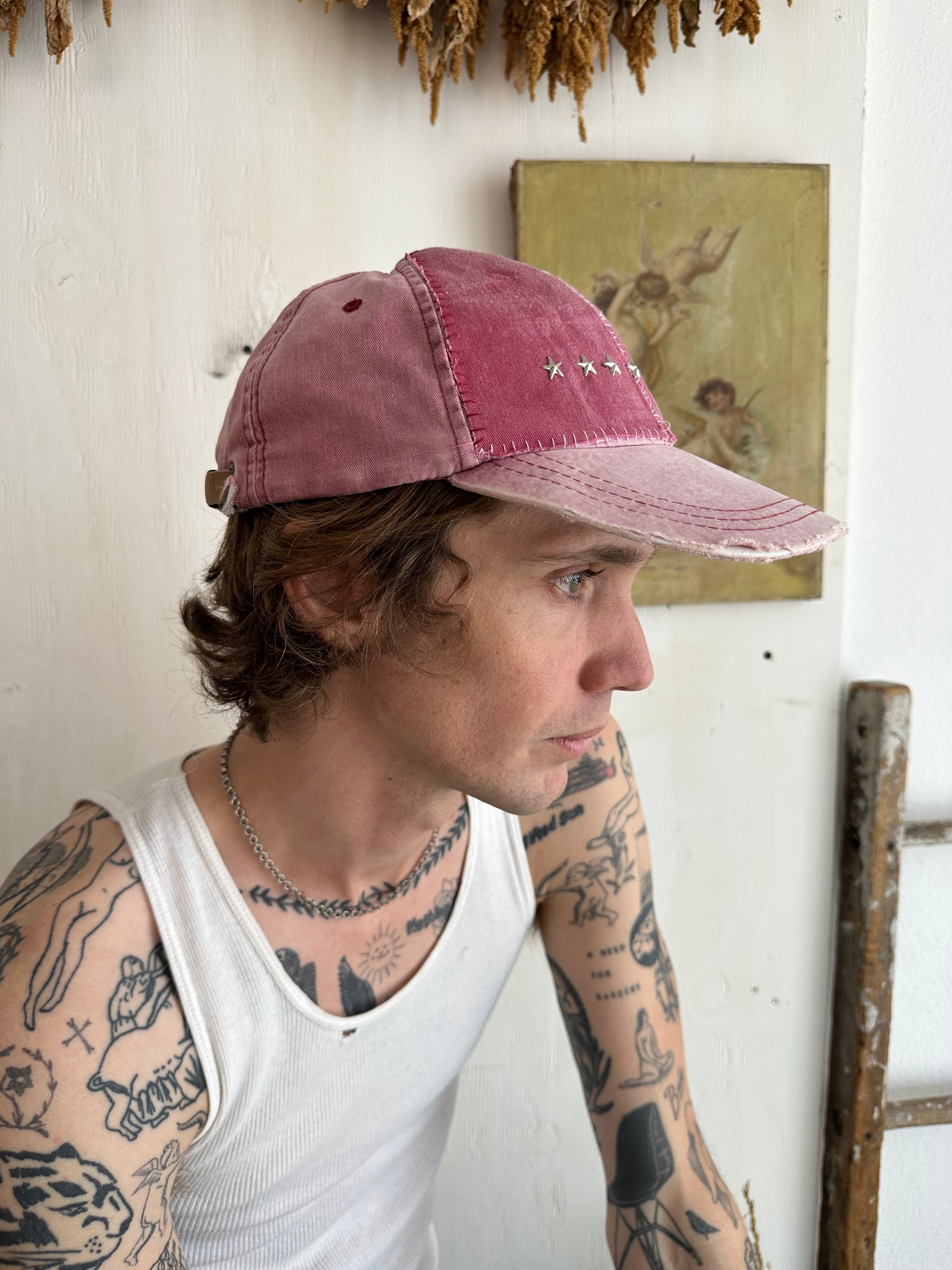 Studded & Hand Repaired Red Cap