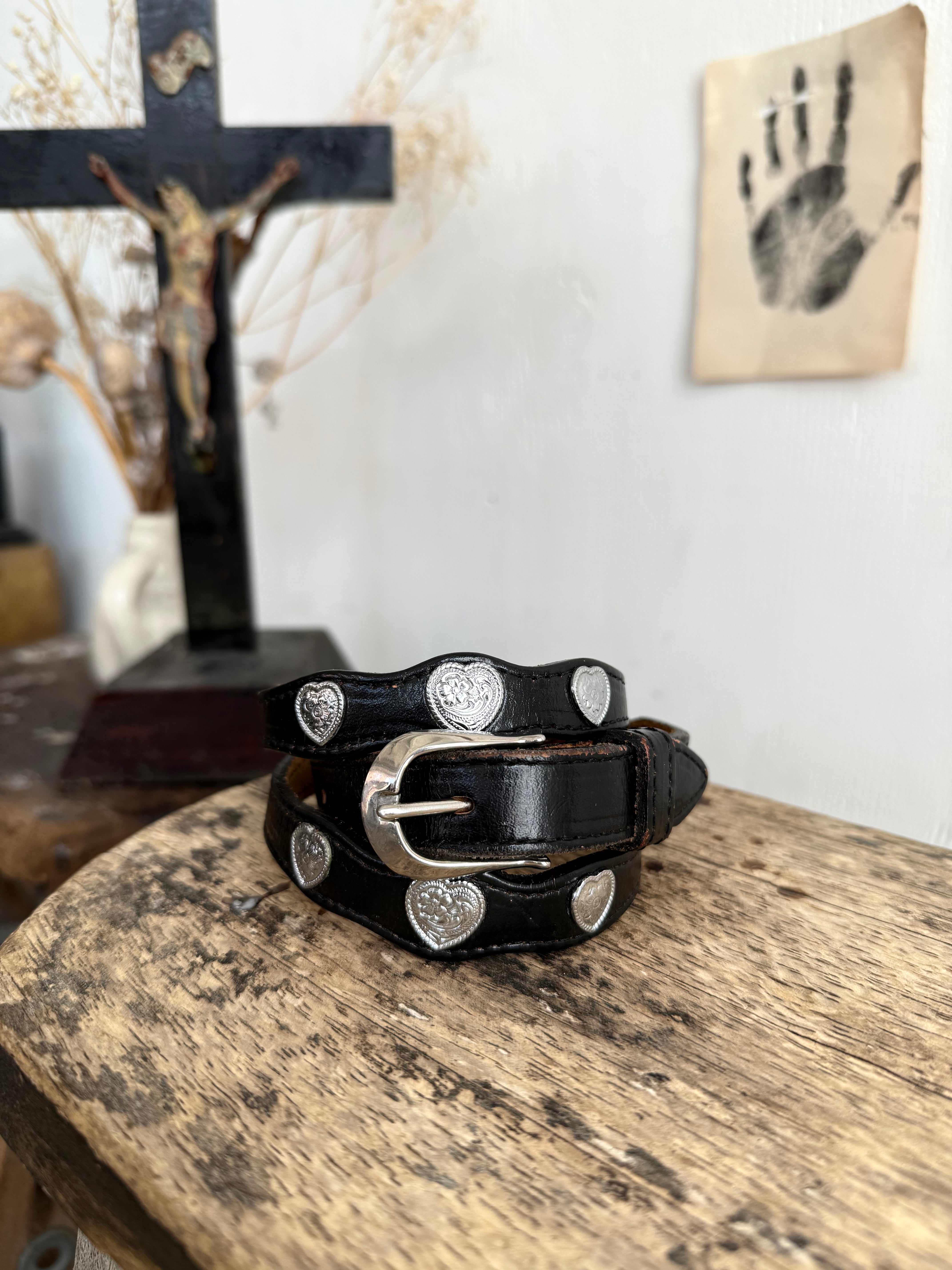 Vintage Heart Studded Belt (30”)