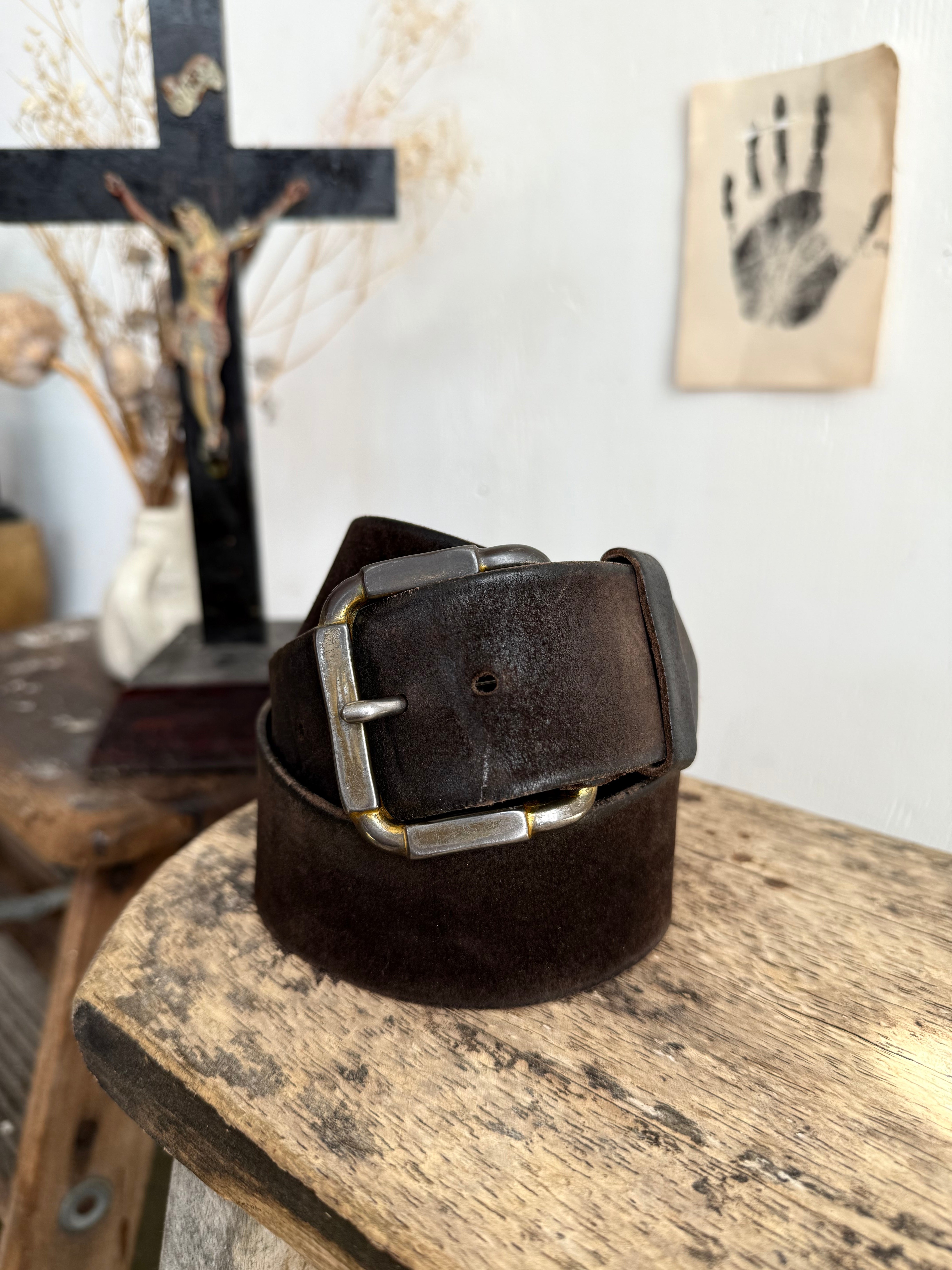 Vintage Suede Leather Belt (35”)