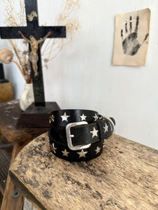 Vintage Hand Studded Star Leather Belt (30”)