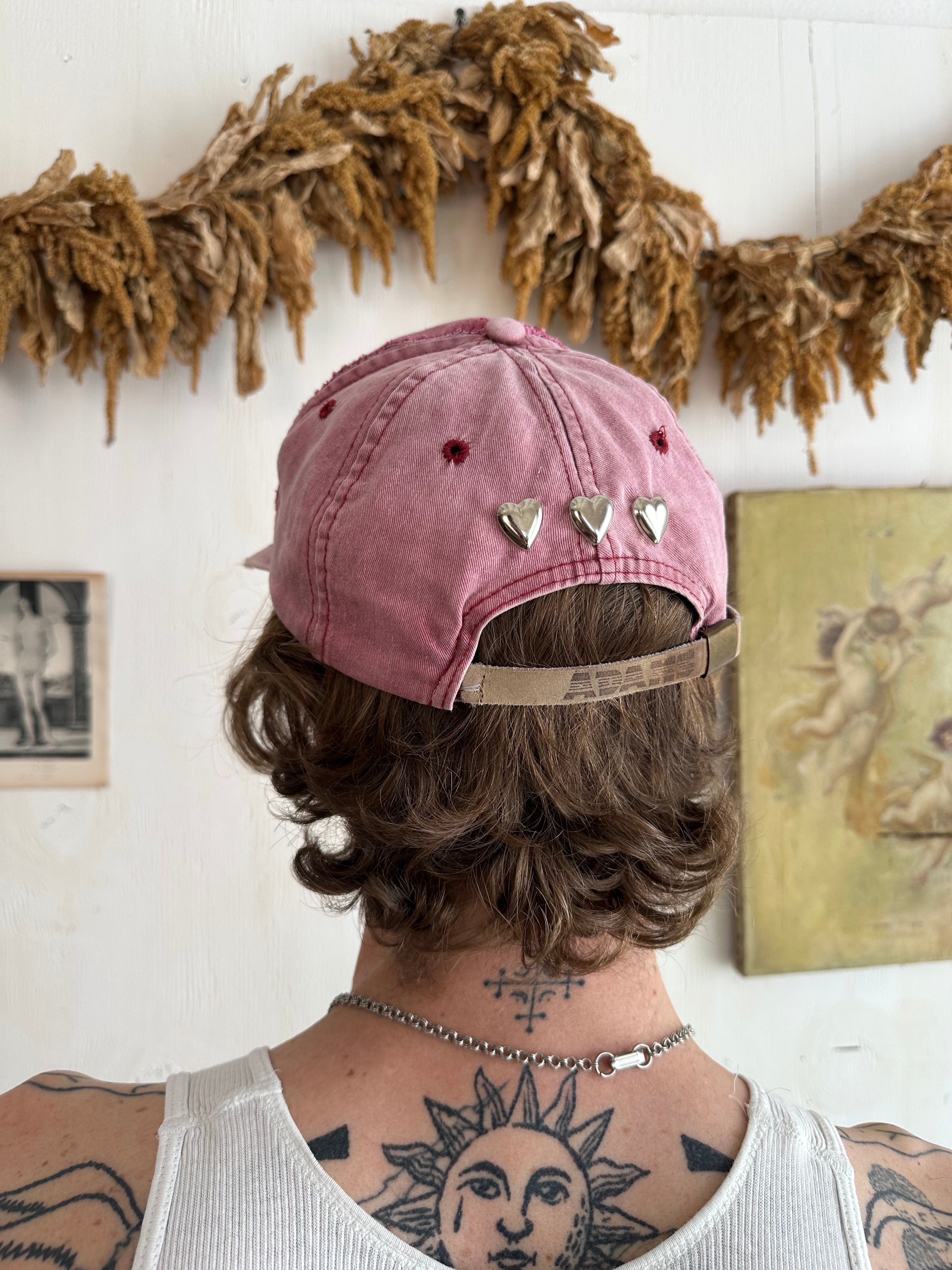 Studded & Hand Repaired Red Cap