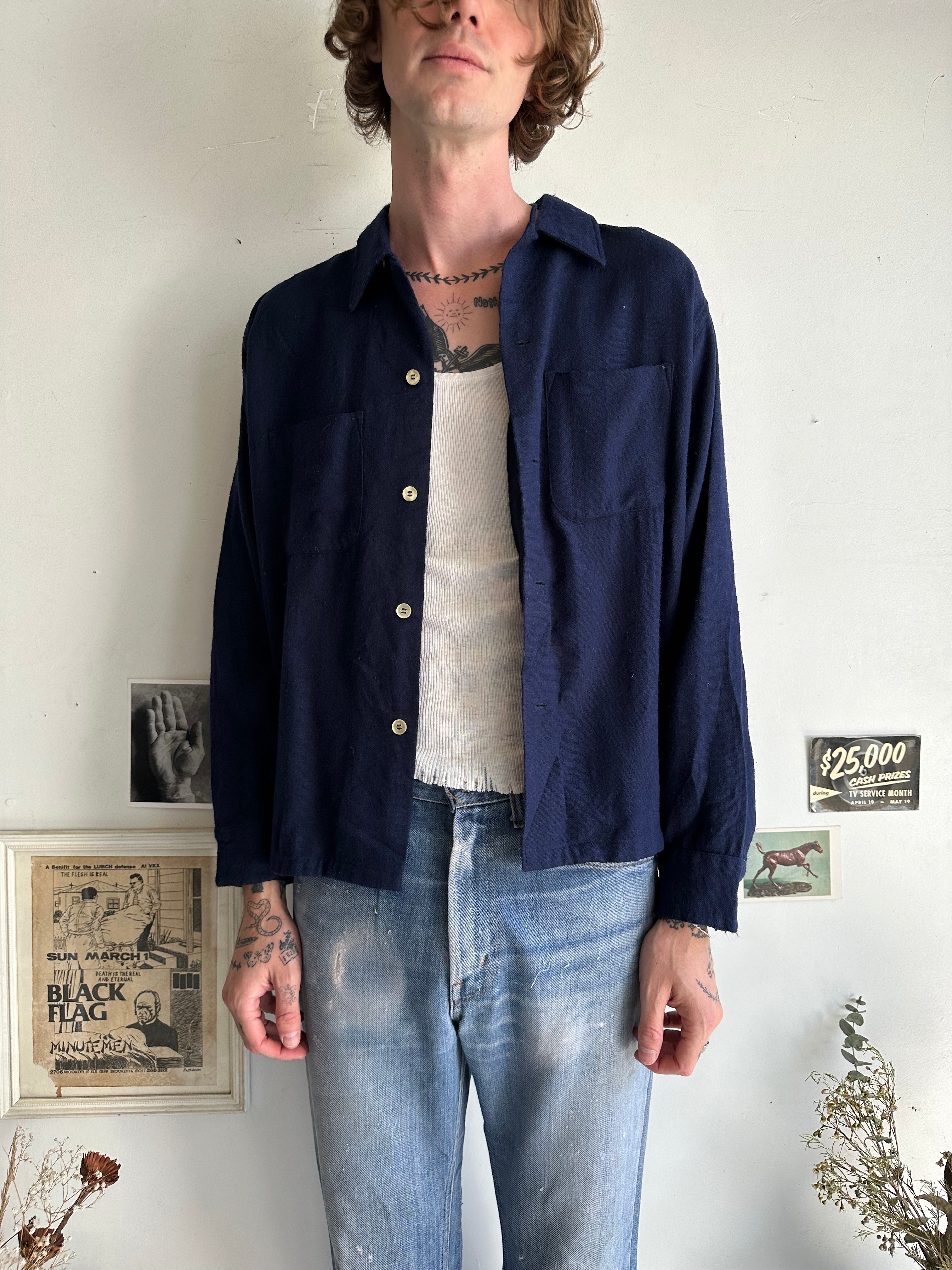 1960s Loop Collar Wool Overshirt (M/L)