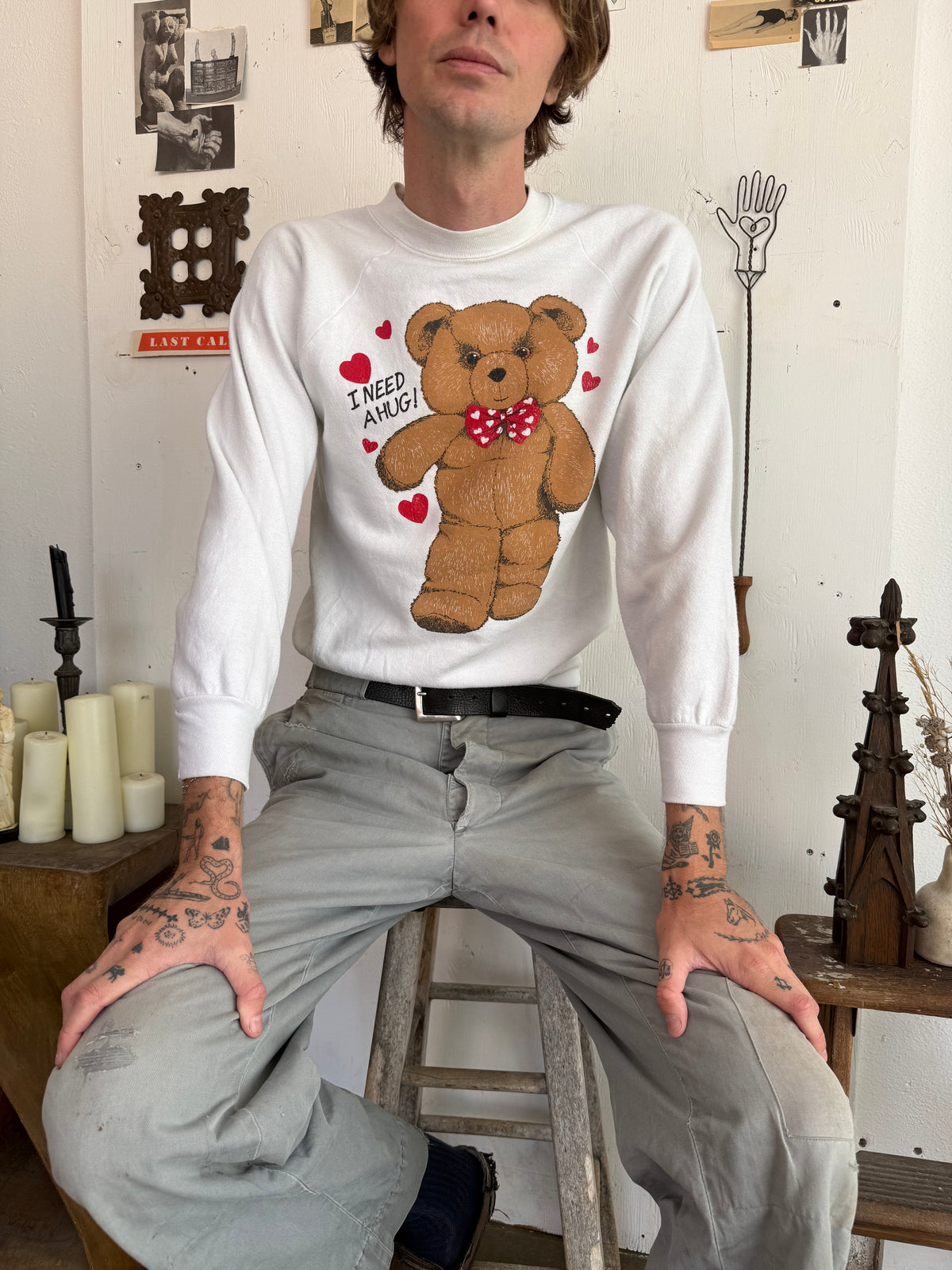 1990s I Need a Hug Teddy Bear Sweatshirt
