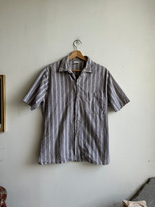 1980s Gray Striped Button-Up (M)